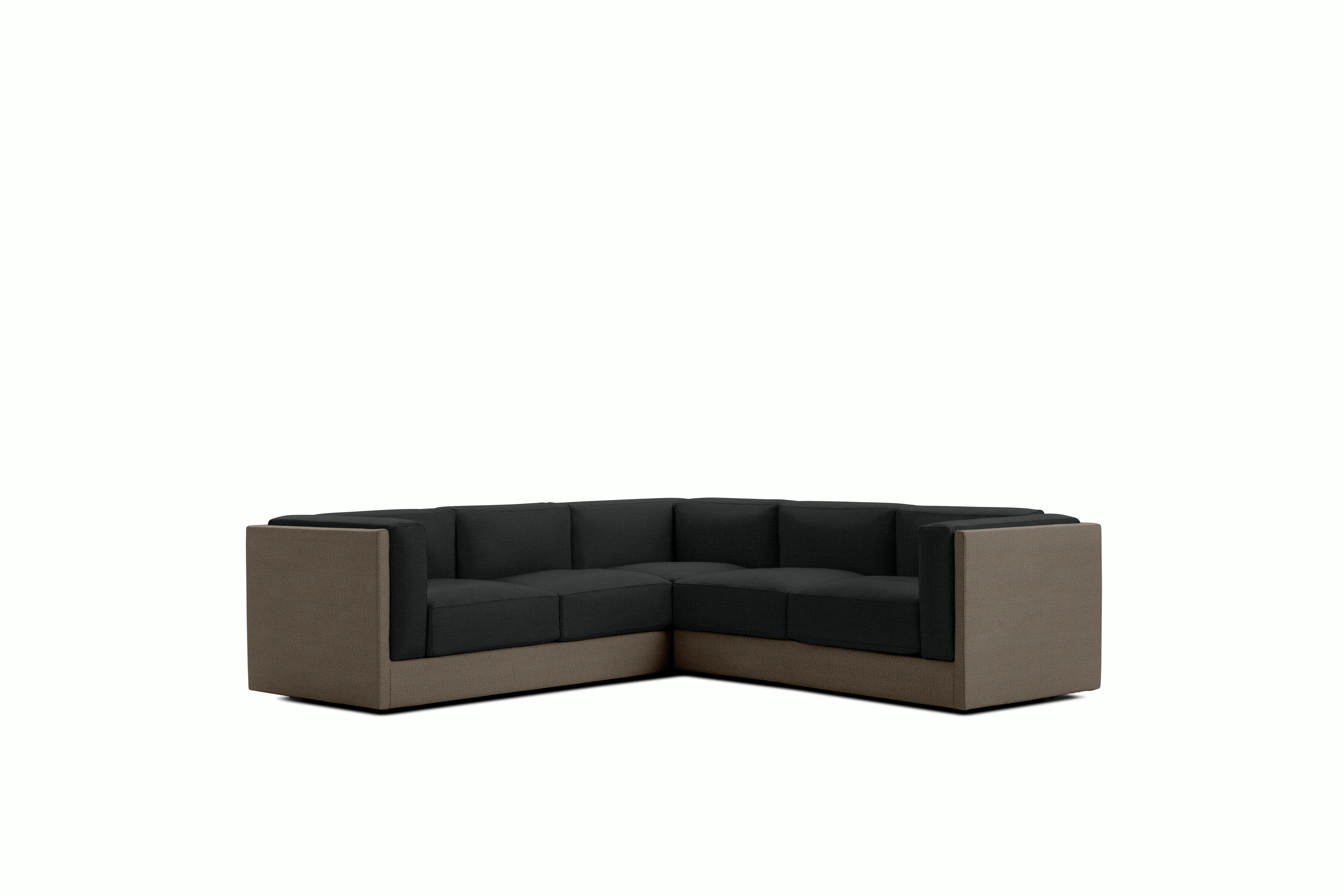Symme Corner Sectional - Fabric Frame,  Pebble Weave,  Bark,  Pebble Weave,  Cinder