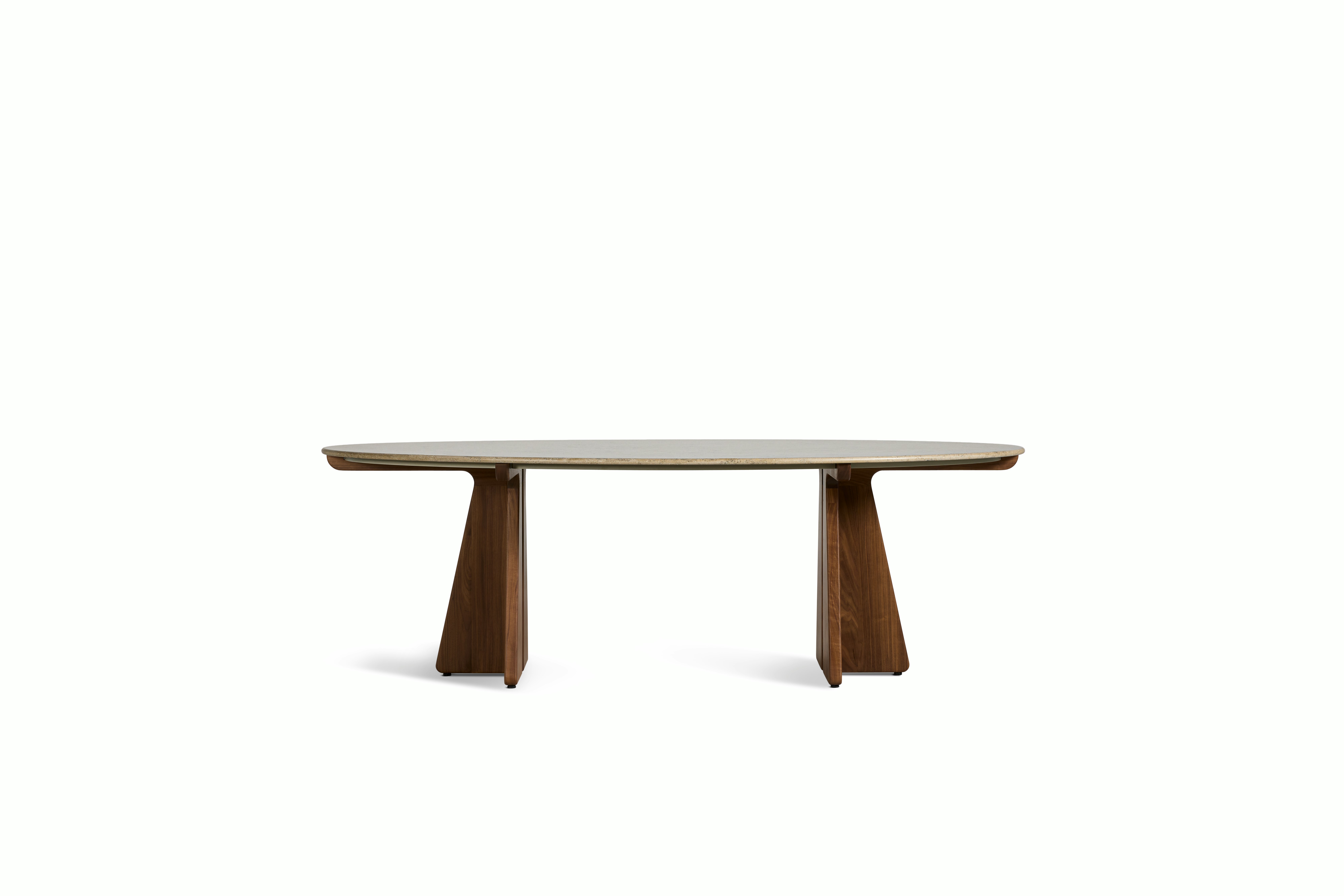 Pinna Dining Table - Oval, 90 Inch, Jura Blau, Walnut