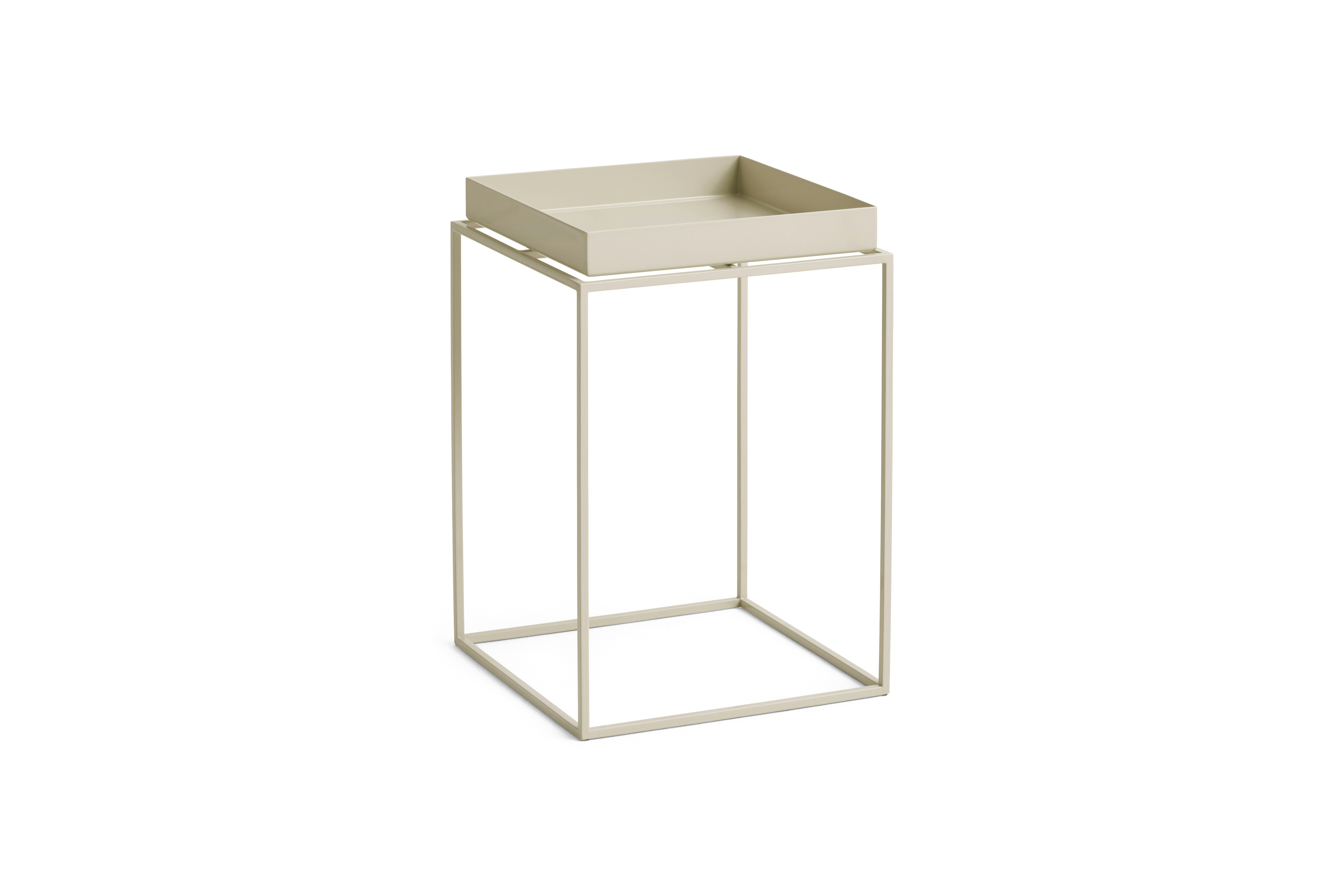 A Tray Side Table in beige viewed from the angle.