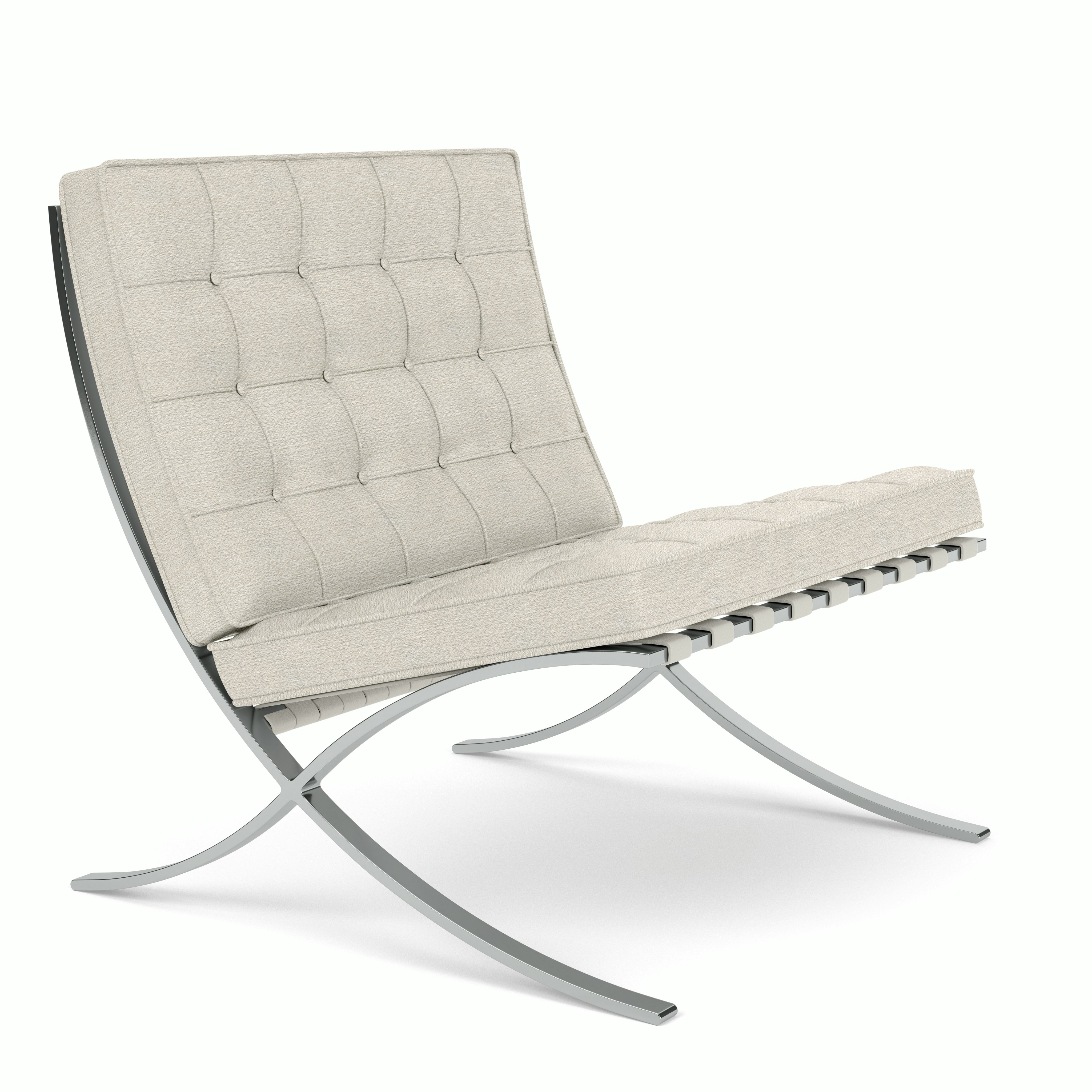 Barcelona Chair in Haven,  Ivory,  Polished Chrome