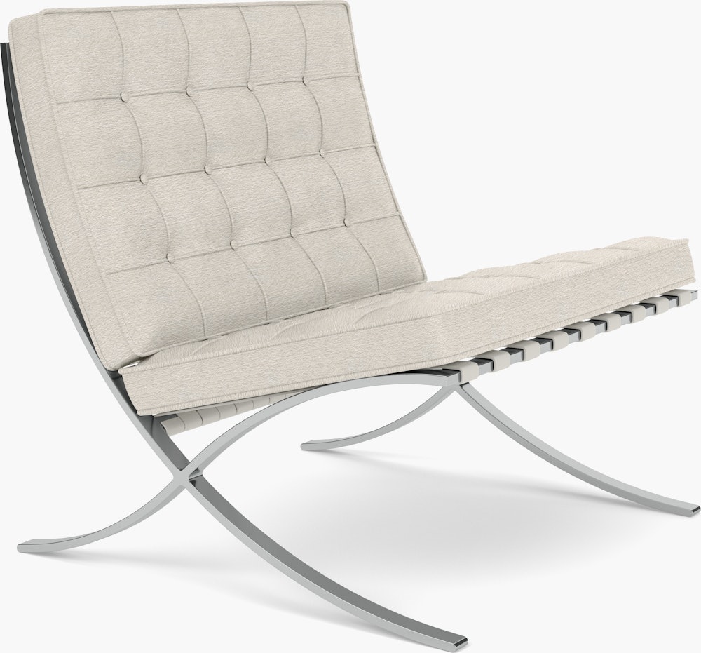 Barcelona Chair in Haven,  Ivory,  Polished Chrome