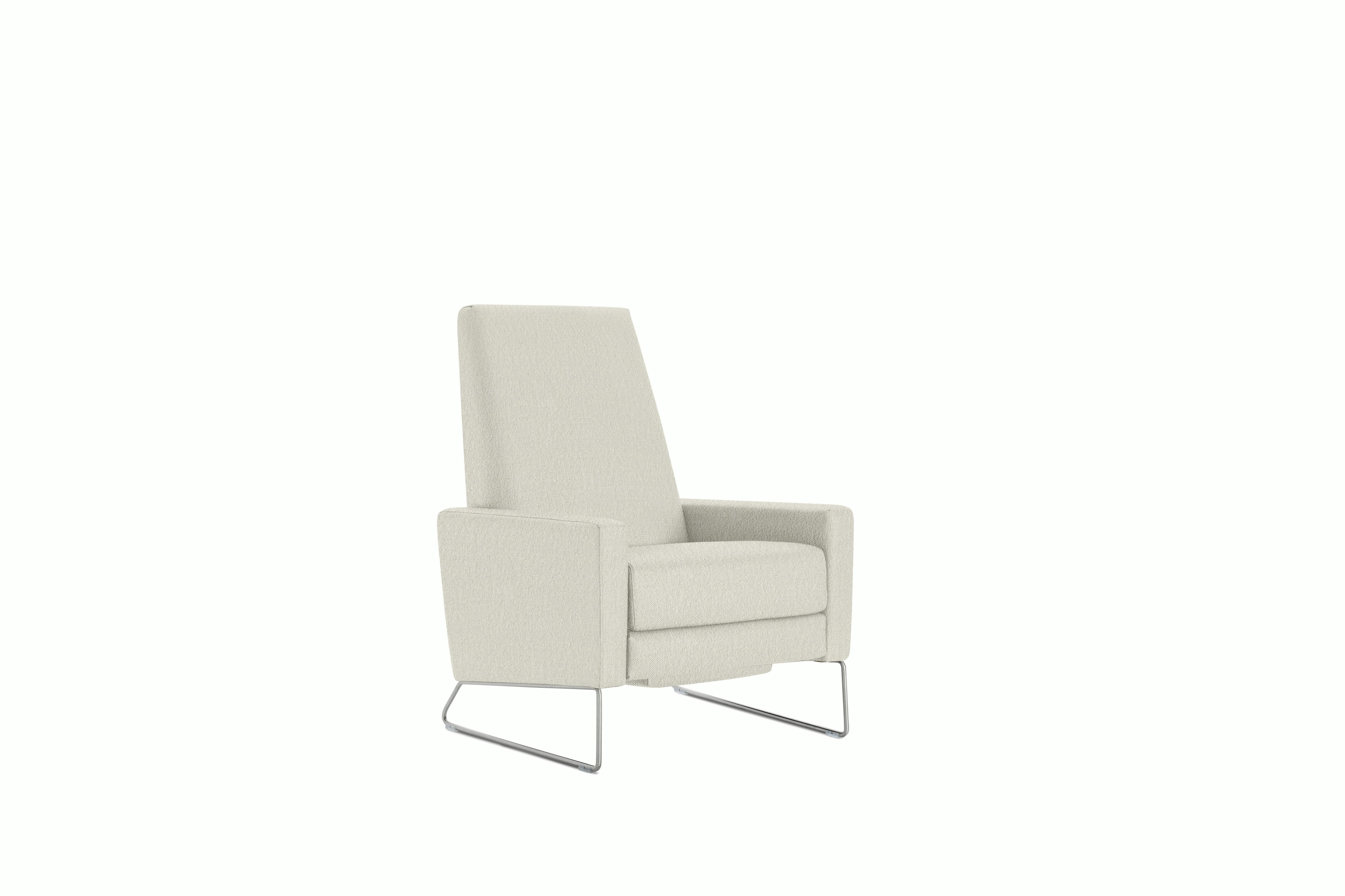 Flight Recliner - Tall in Album Linen,  Magnolia,  Stainless Steel
