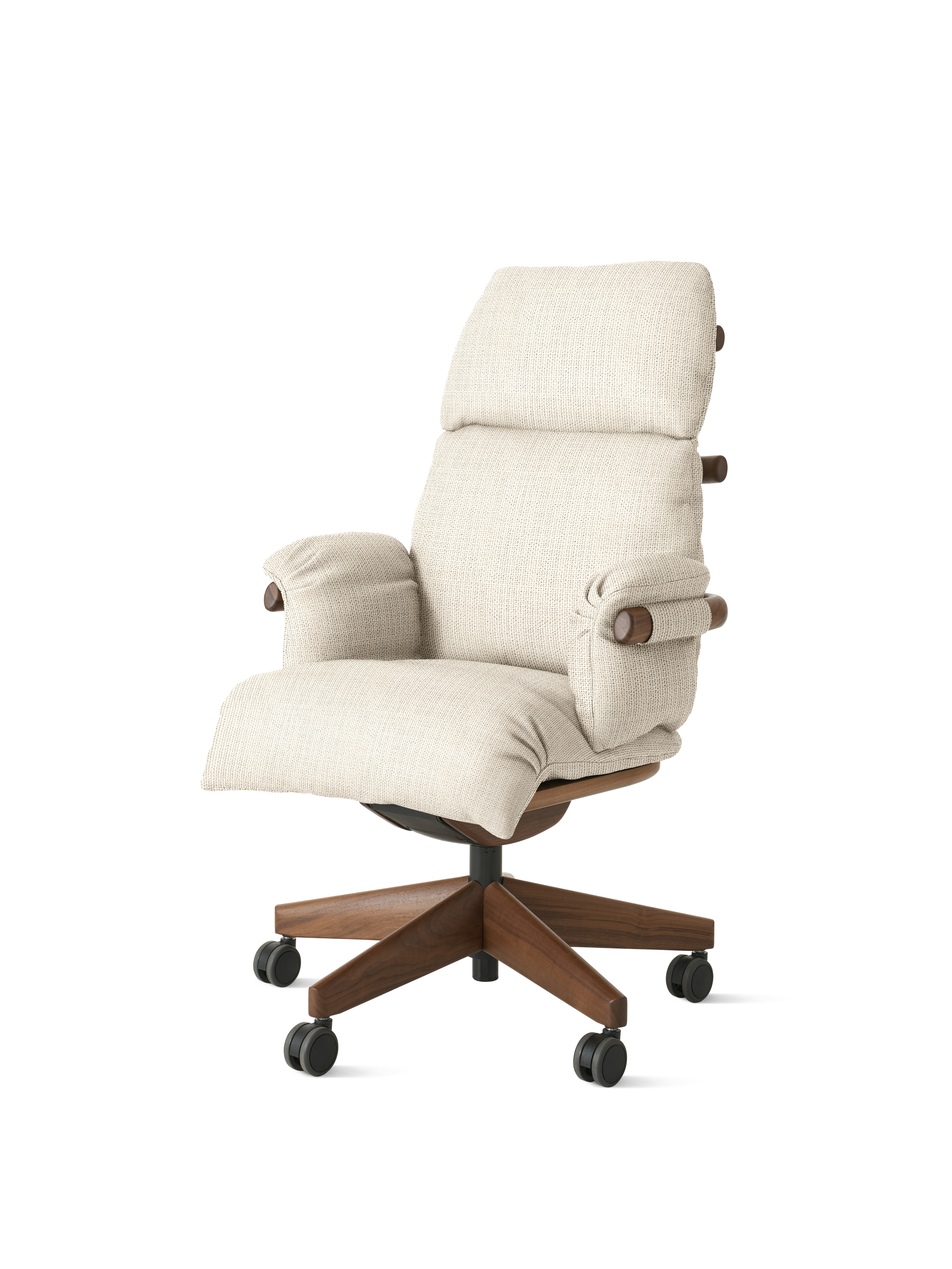 Ramus Chair - High Back,  Pebble Weave,  Ecru,  Walnut