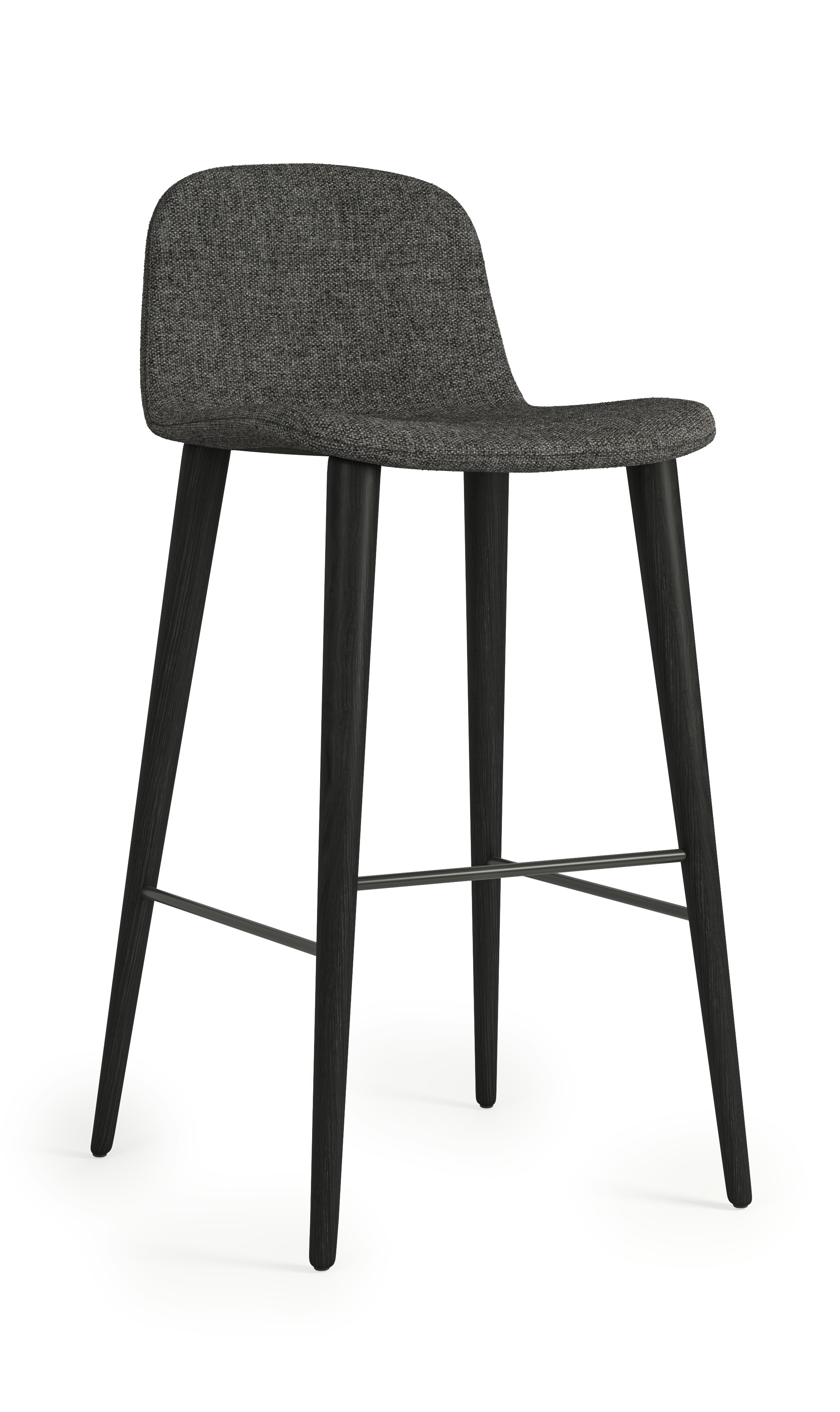 Bacco Stool - Bar Height,  Space,  605 Flint,  Black Ash