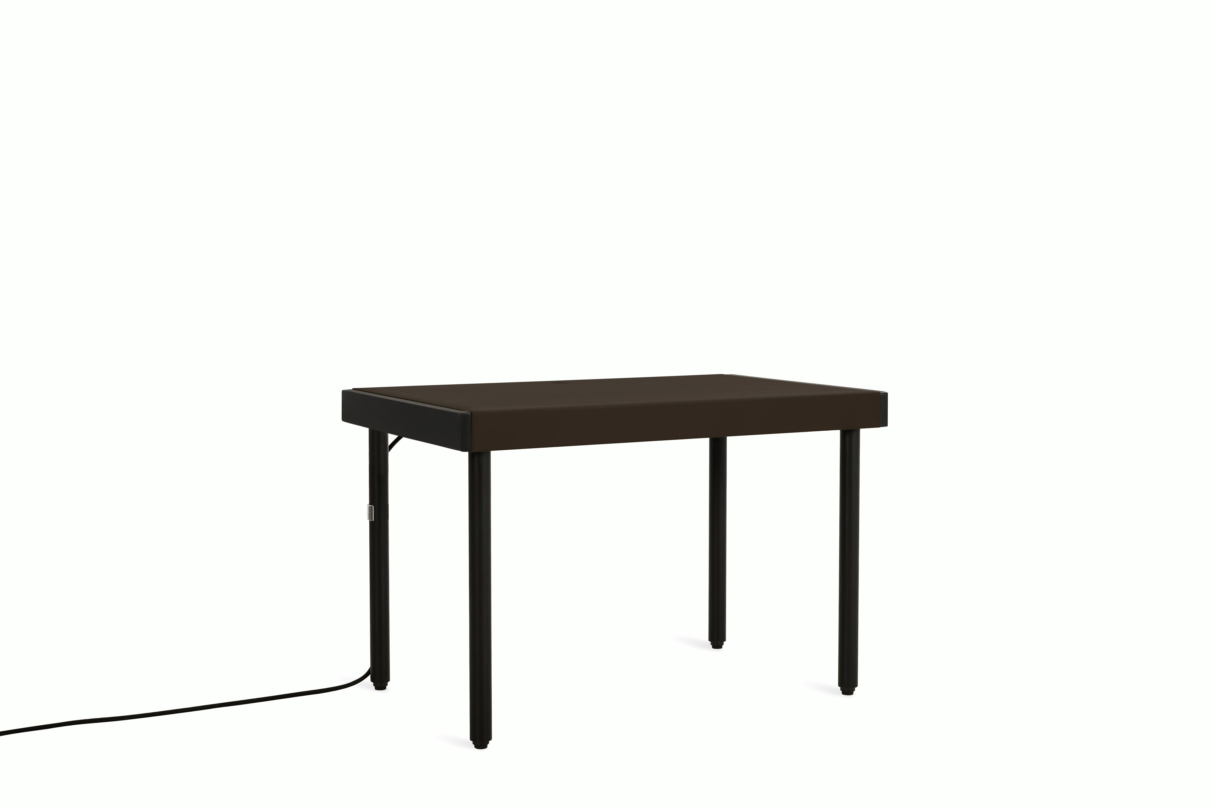 Leatherwrap Standing Desk - No Storage,  Black Oak,  Chestnut Leather