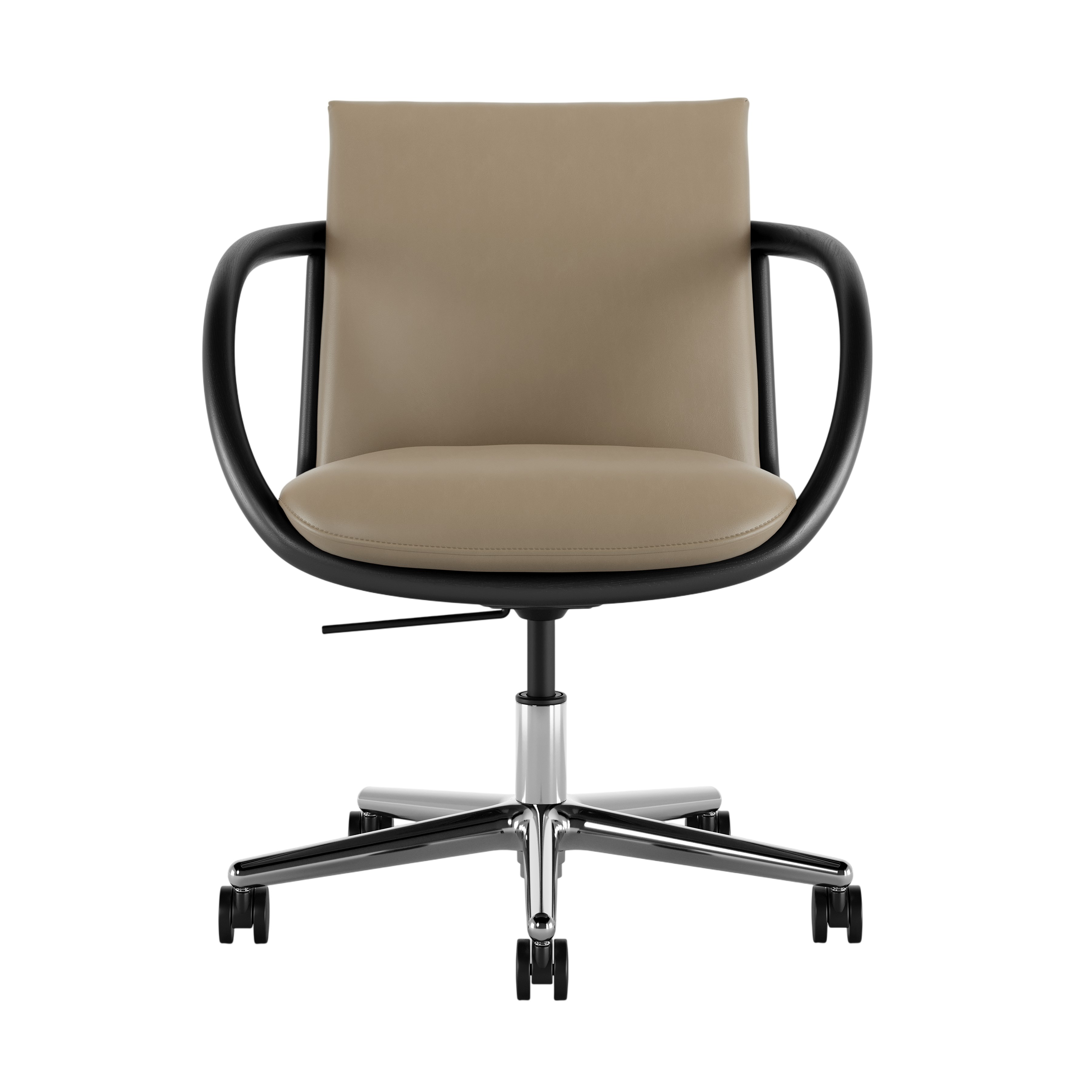 Full Loop Task Chair - Bristol Leather Ash Grey,  Ebony,  Polished Aluminum
