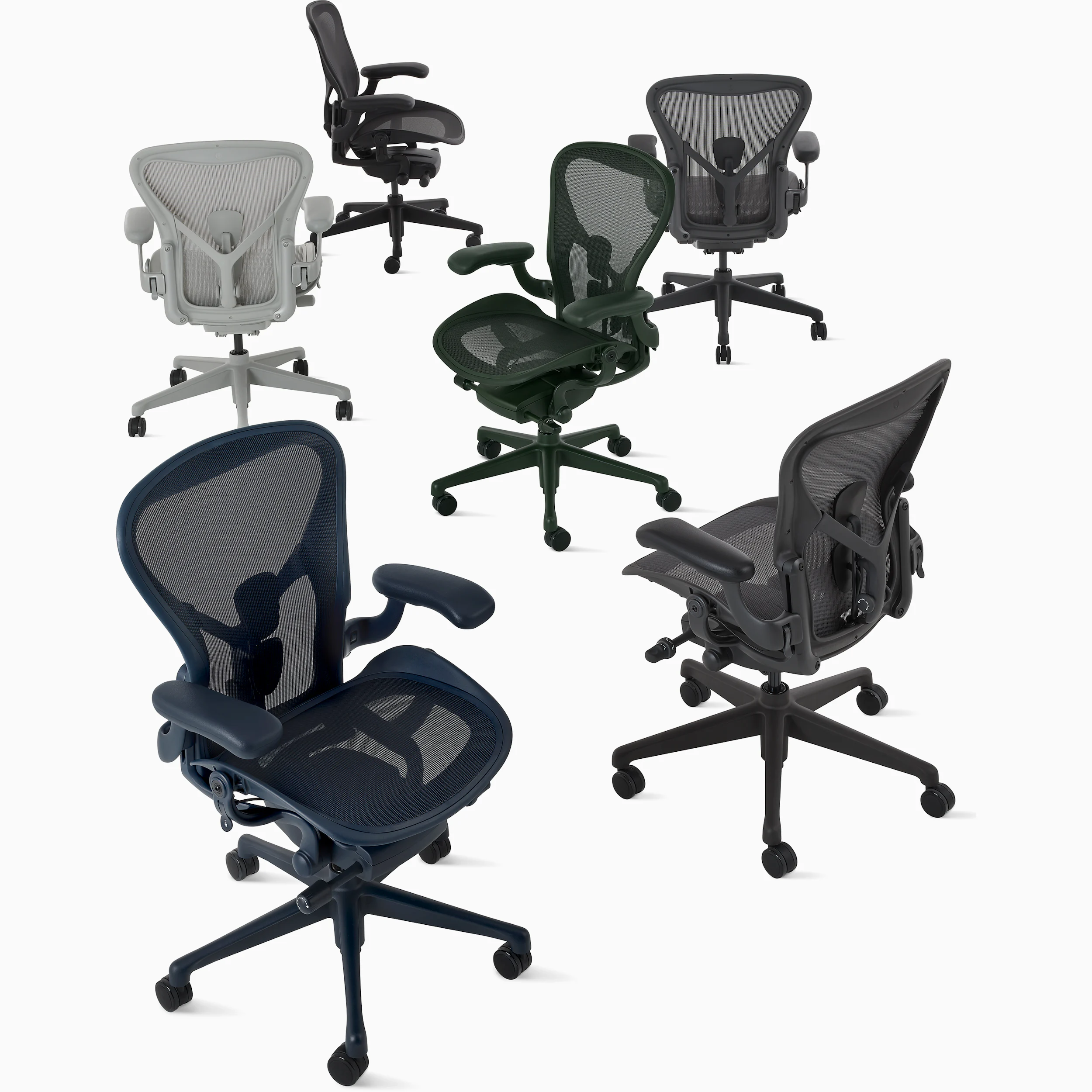 Herman Miller Aeron chair gallery montage showing several configurations
