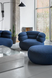Biboni Lounge Chair and Ottoman in Soft Solid Sublime Navy