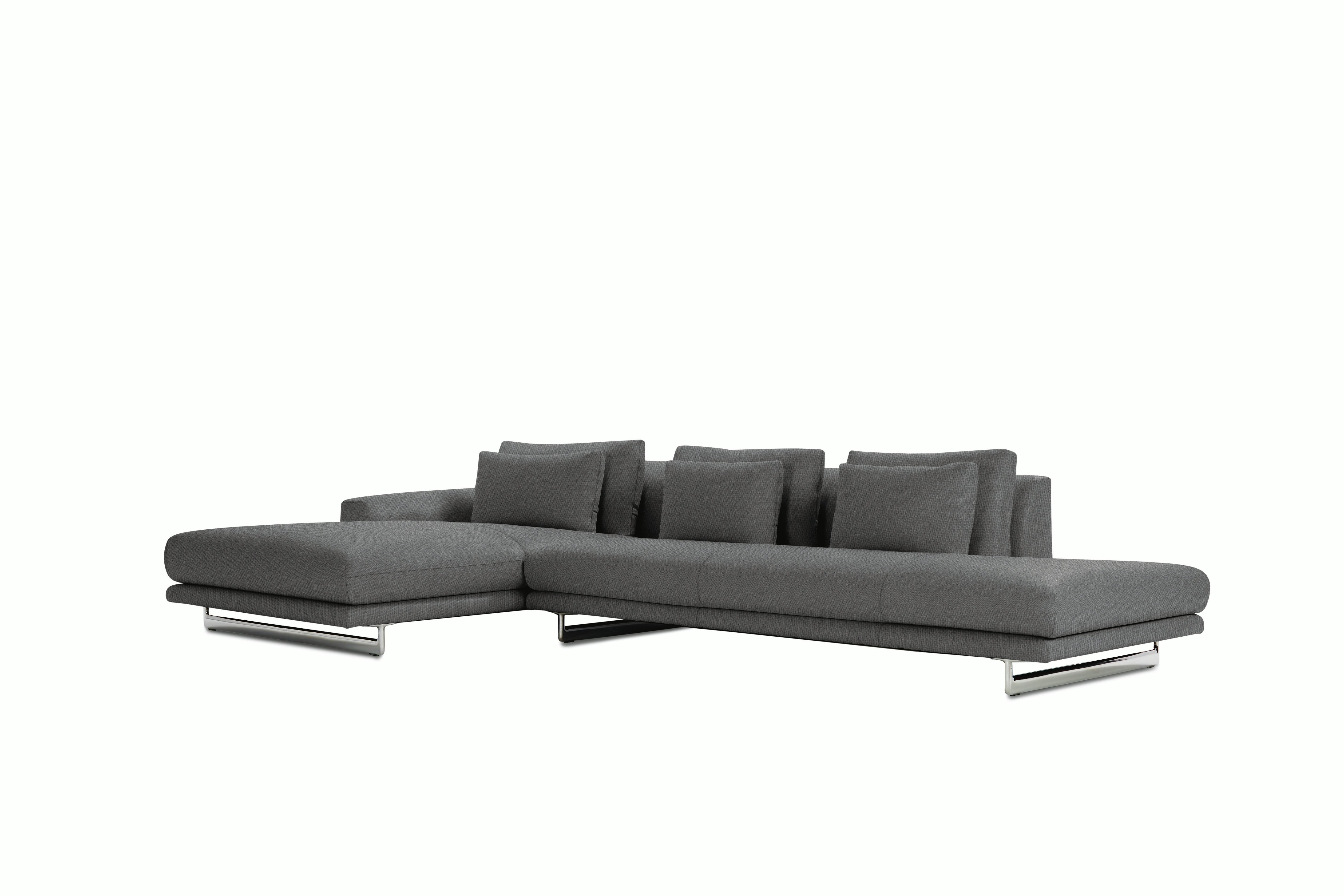 A stone Lecco Open Sectional with Chaise viewed from the front
