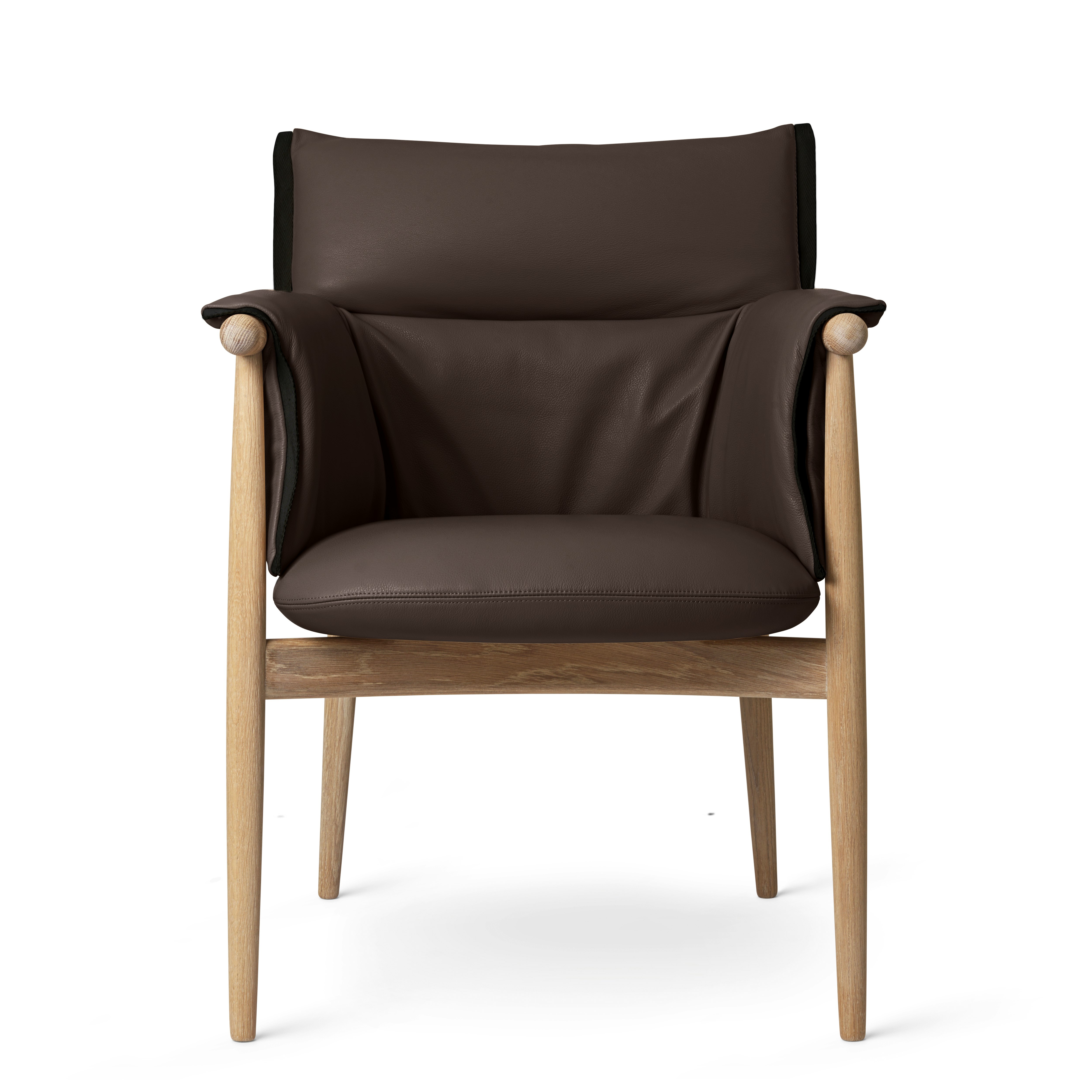 E005 Embrace Armchair - Loke 7270, White Oiled Oak, Black Edge Strip