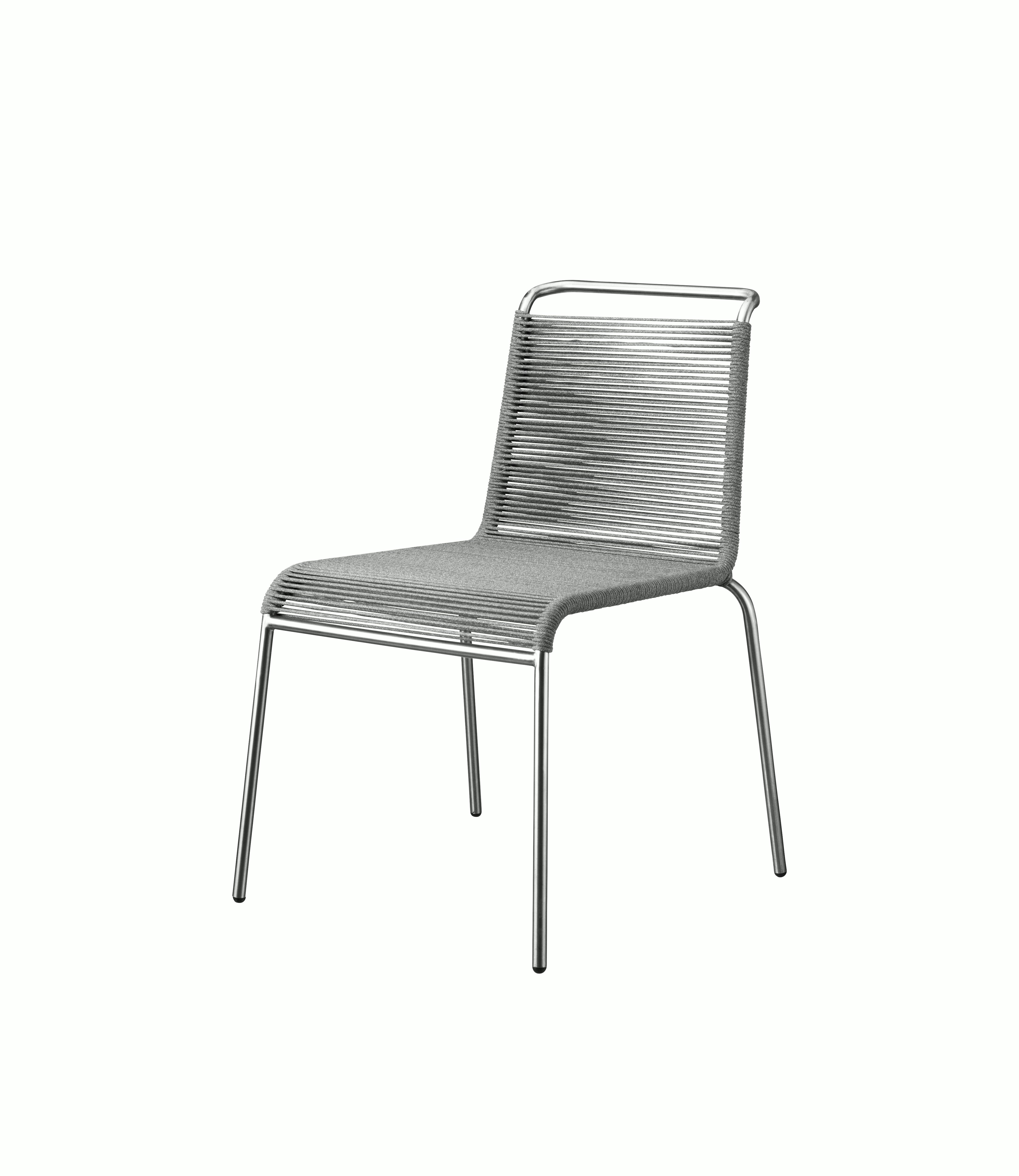 A Teglgaard Outdoor Dining Chair in Light Grey viewed from an angle.