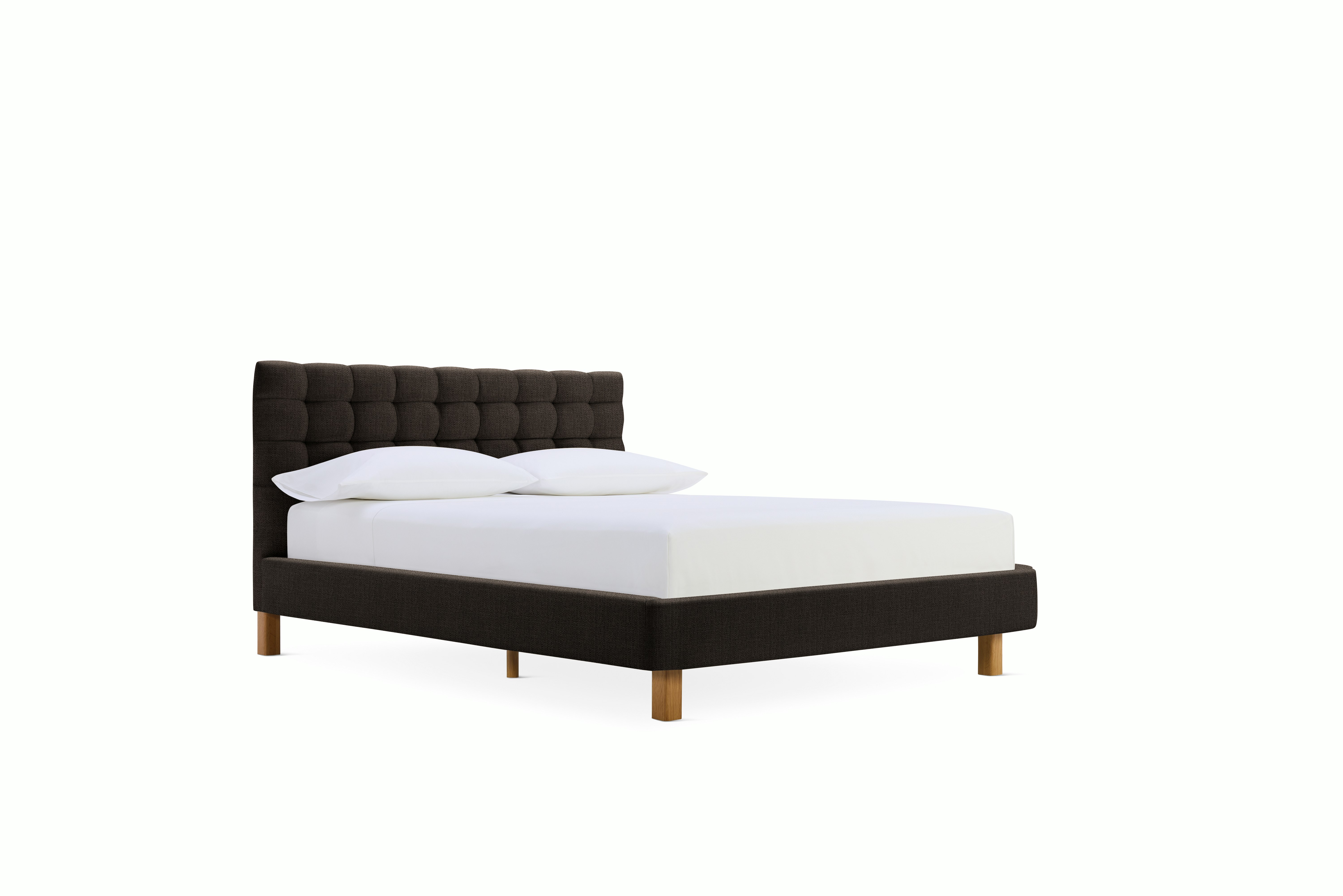A Madeleine Bed  in chocolate viewed from the front.