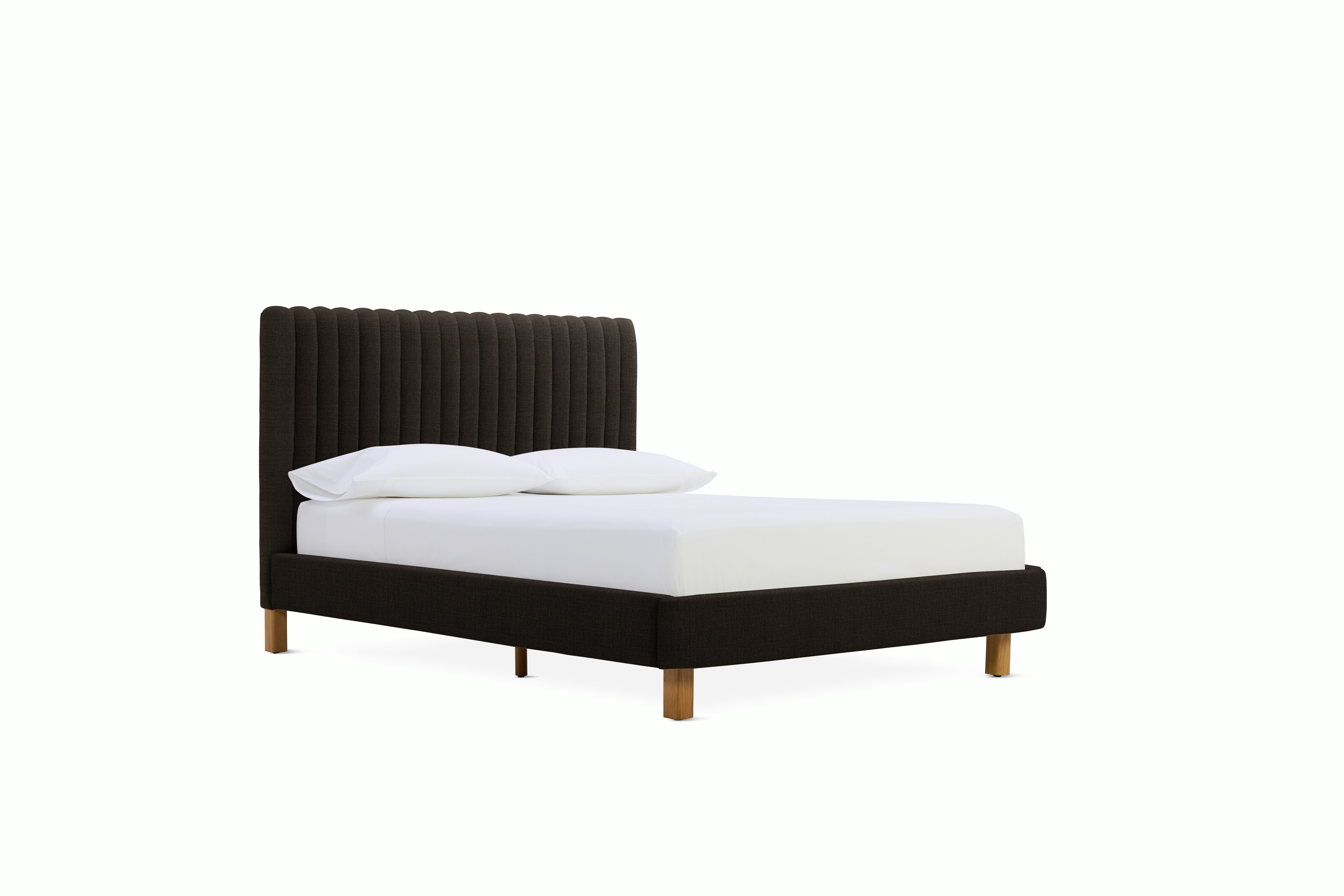 A Charlotte  Bed in Chocolate viewed from an angle.