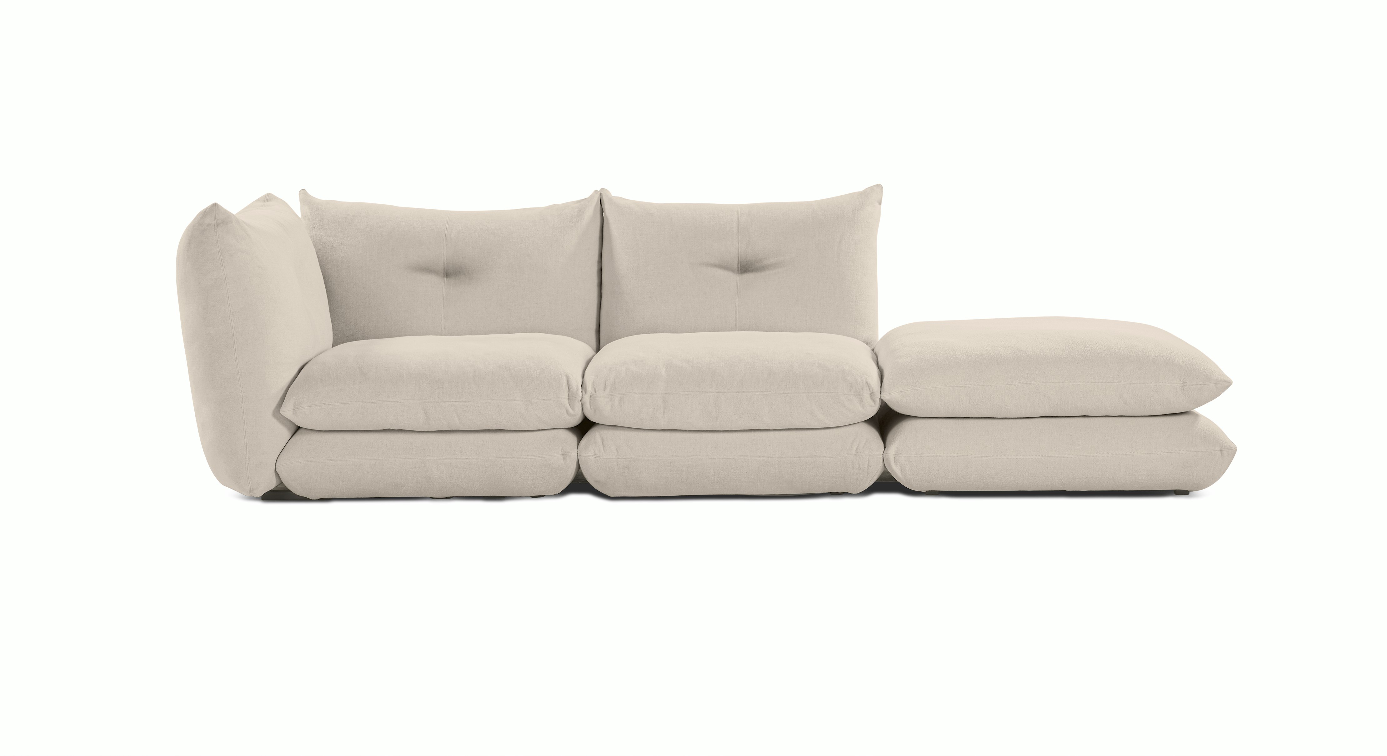 Pillo Sectional -  Left Two Seater with Ottoman Standard or Deep  Haven Sand