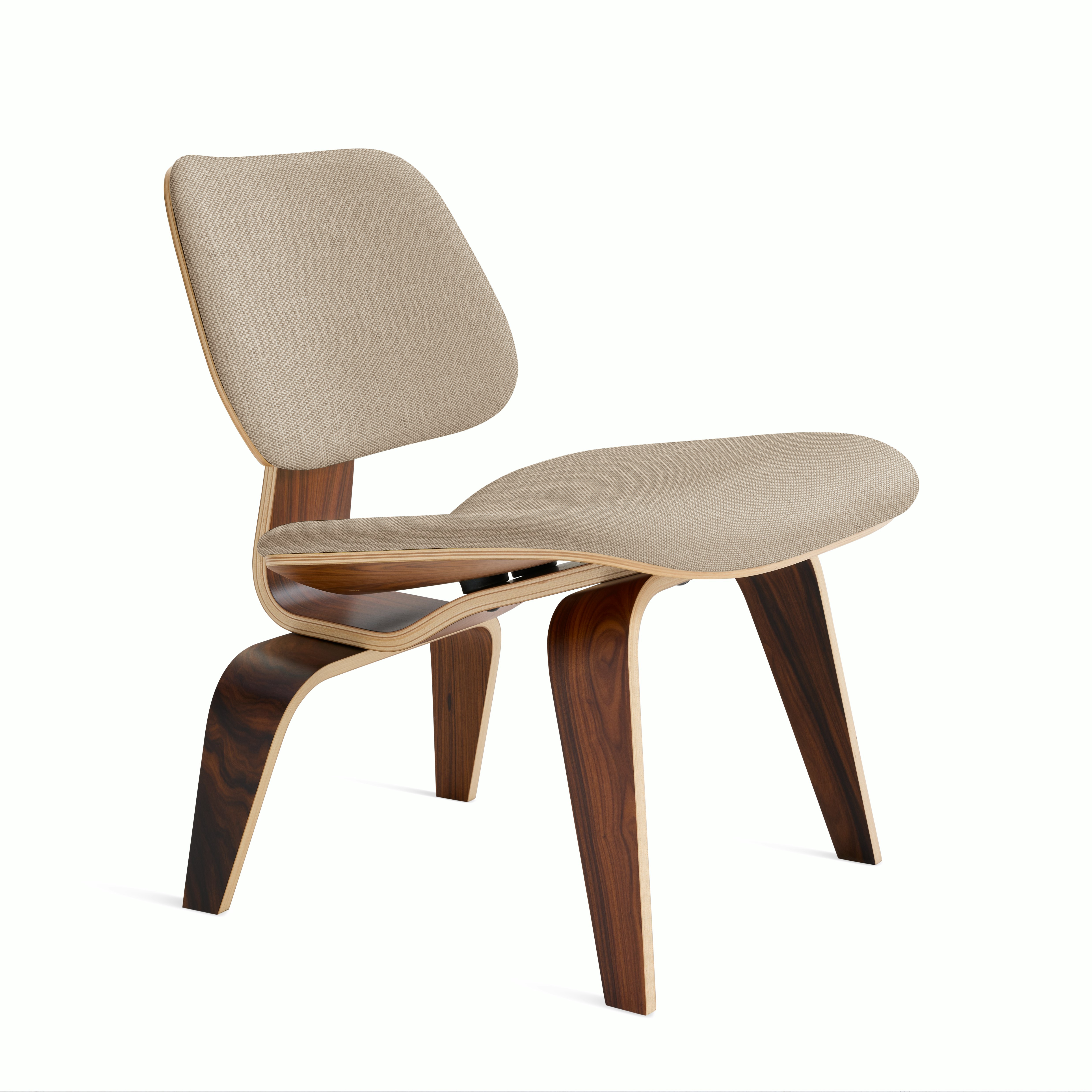 Eames Molded Plywood Lounge Chair Wood Base (LCW) - Upholstered,  Santos Palisander,  Mode - Basket