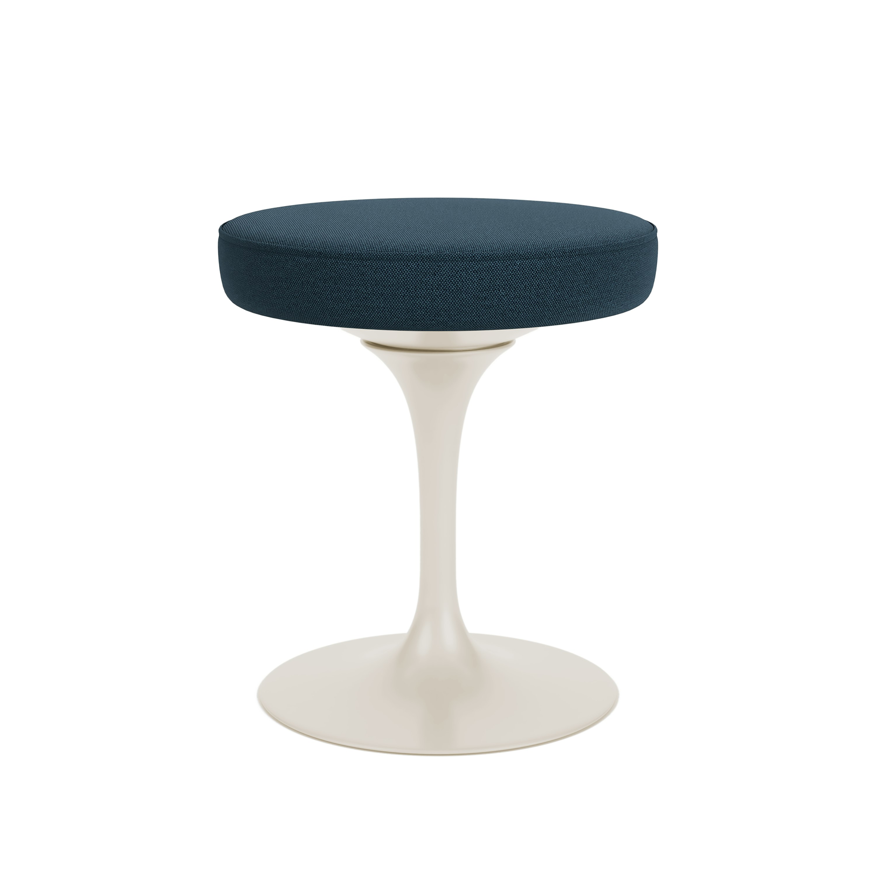 Tulip Stool in indigo and cream viewed from an angle