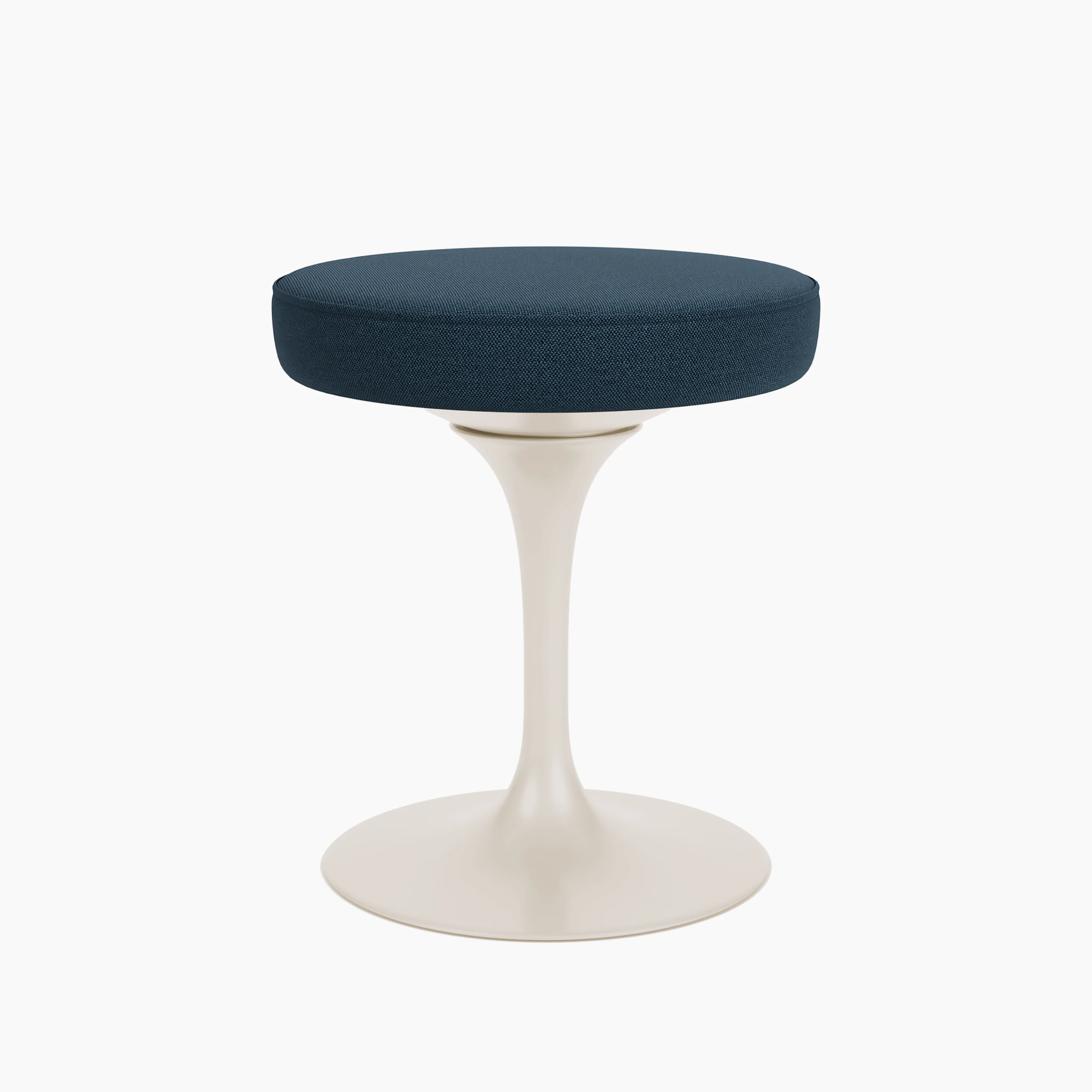 Tulip Stool in indigo and cream viewed from an angle