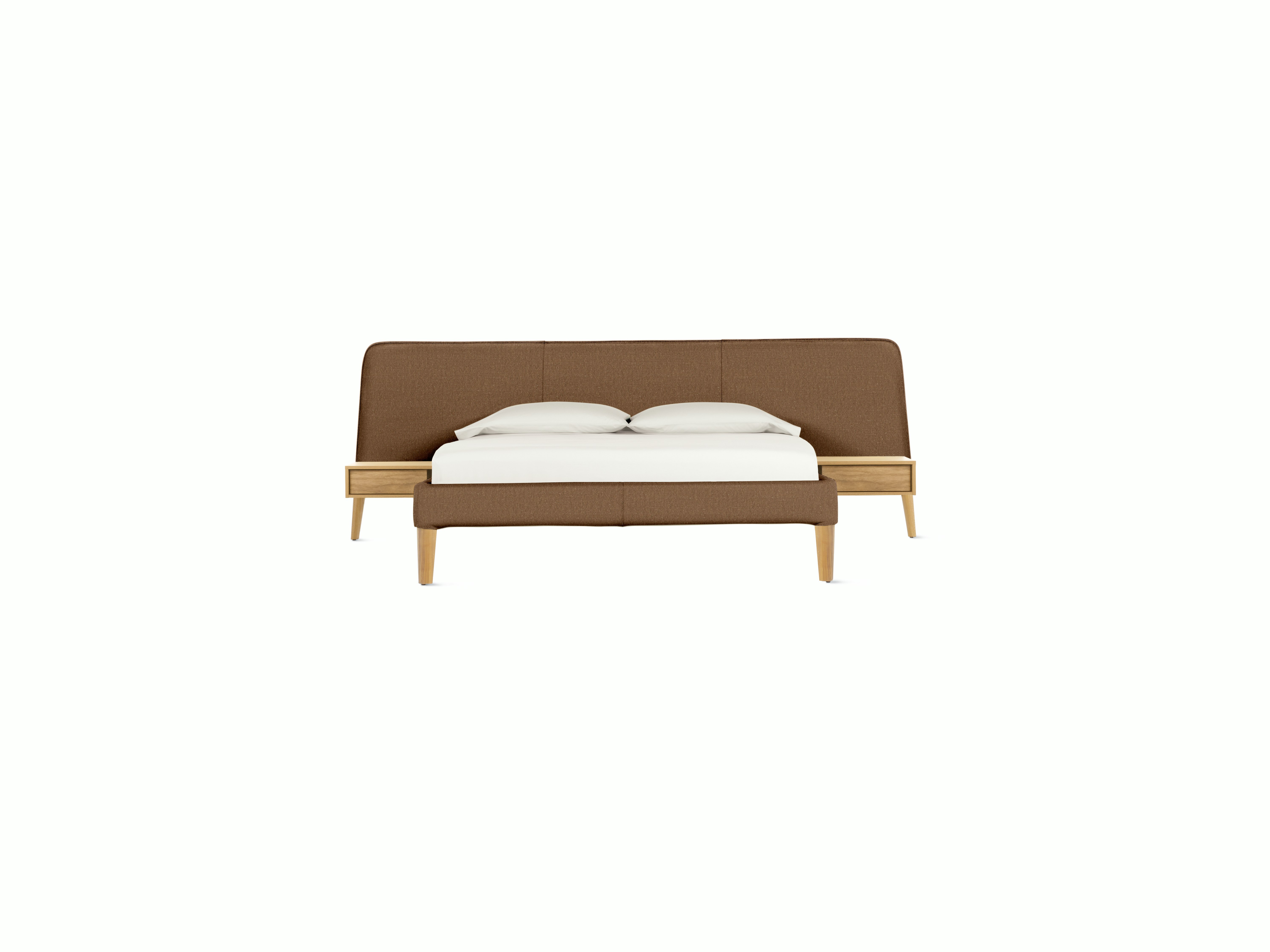 Parallel Bed - Wide, Queen, Album Linen, Tawny, Oak