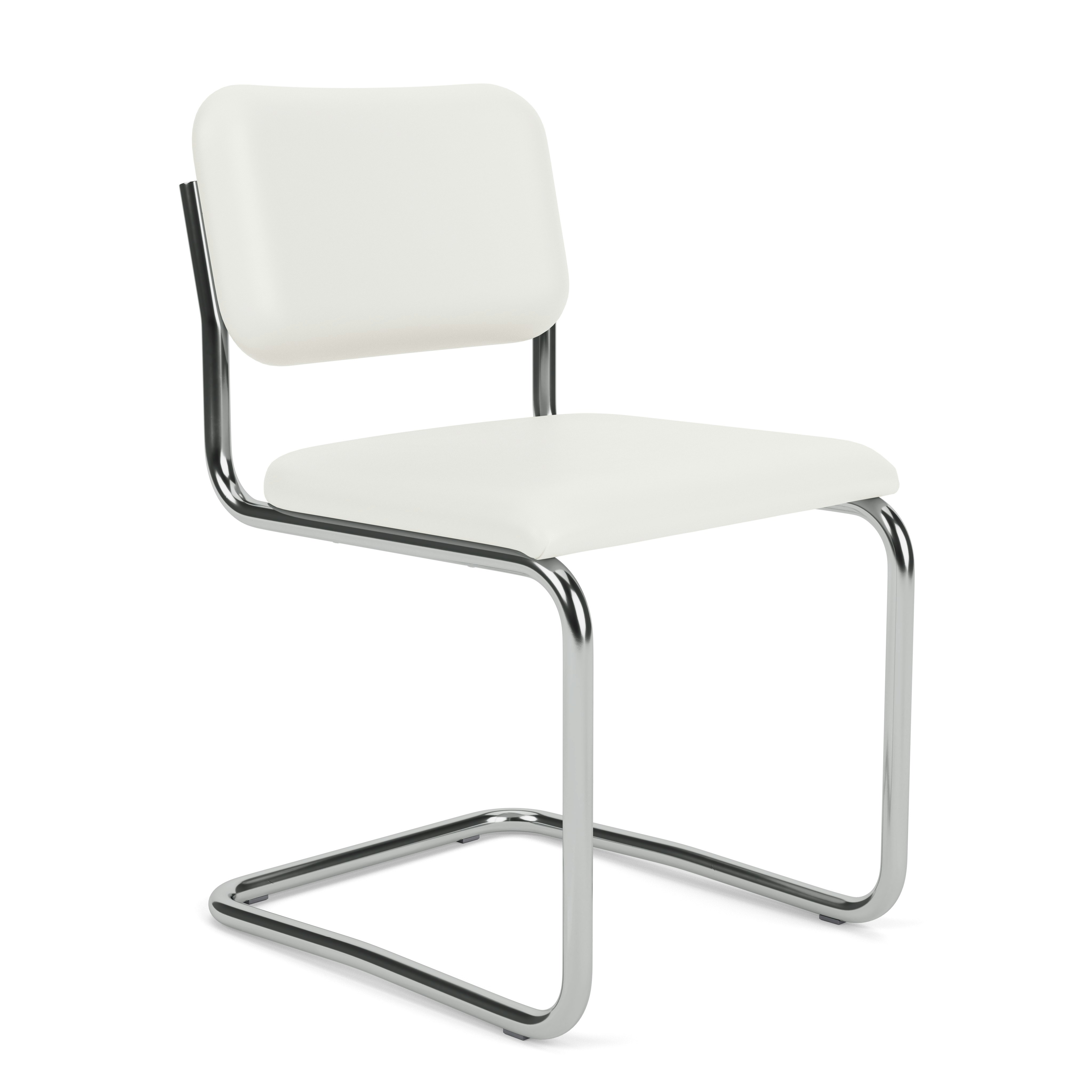 Cesca Armchair, Fully Upholstered, Upholstered Seat, Volo Leather, White