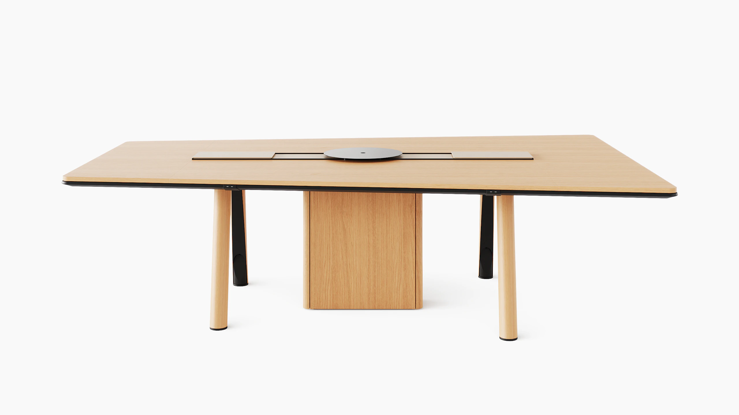 Ascent Conference Table designed by EOOS in Natural Rift Cut Oak shown front-facing on a white sweep.