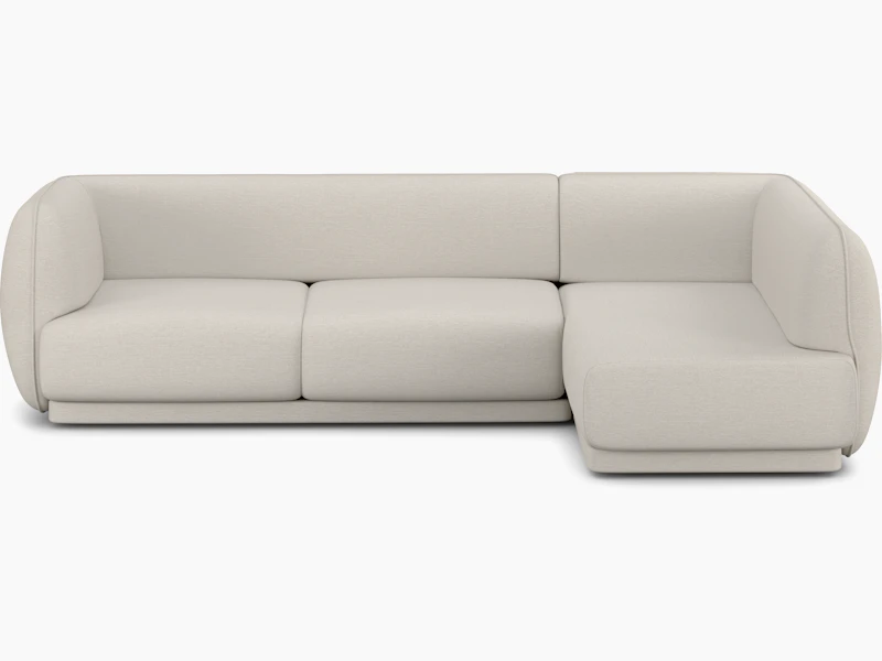 A Meris Sectional Chaise in Clavicle viewed from the front.