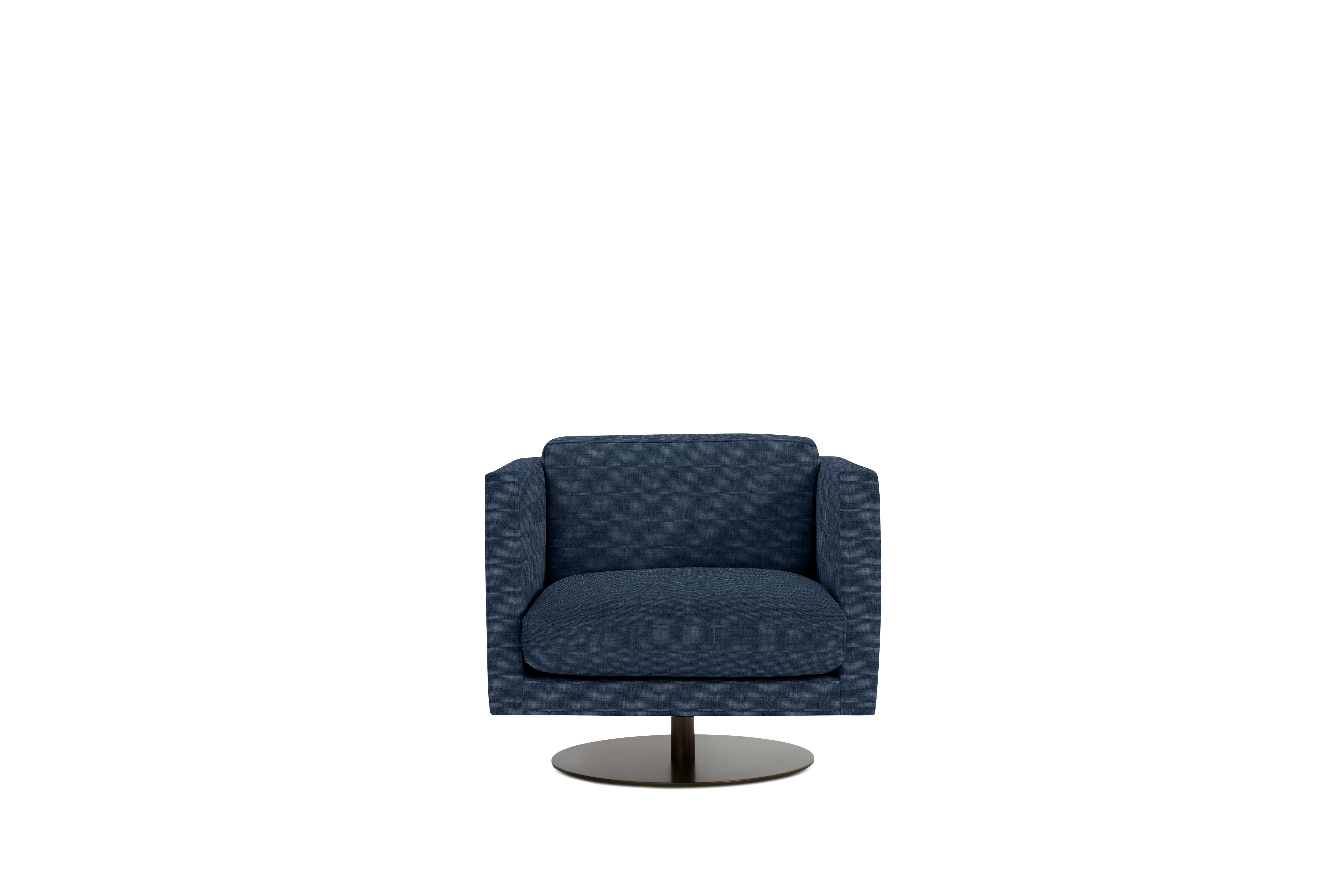 A Comolino Swivel Chair in Mode: Society viewed from the front.