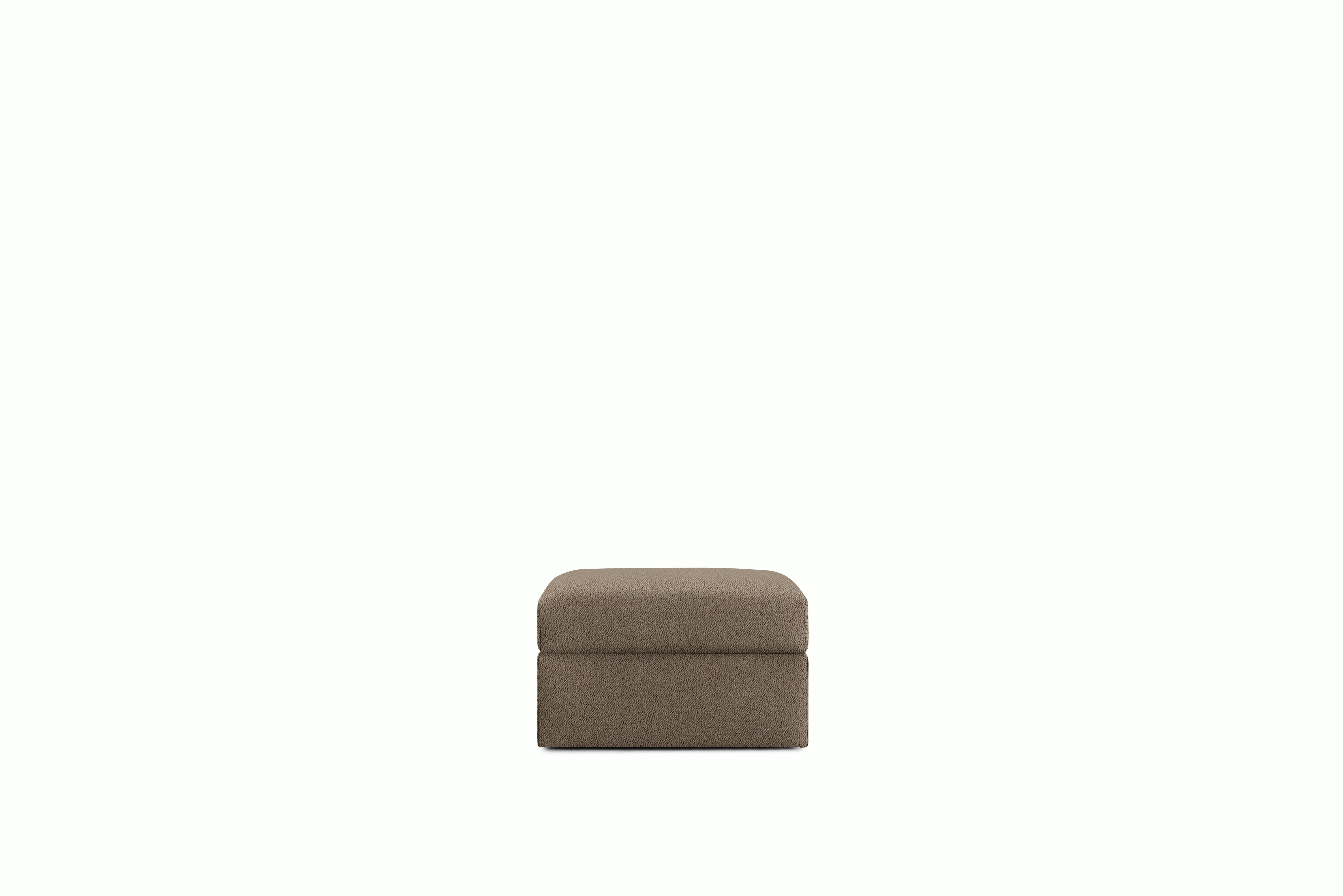 A Irvin Ottoman in Brown Viewed from the front.