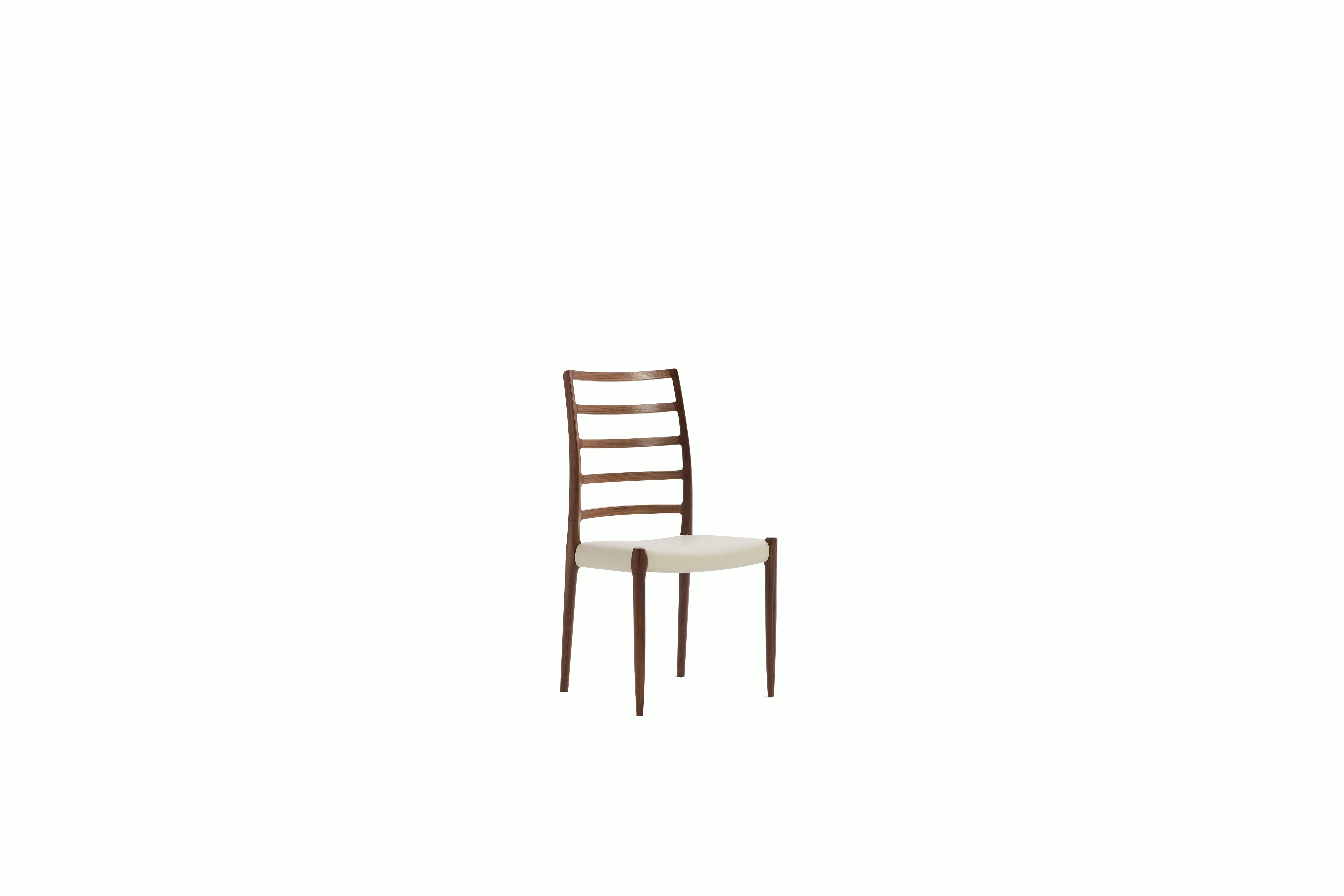 Moller 82 Side Chair - walnut,  ivory leather