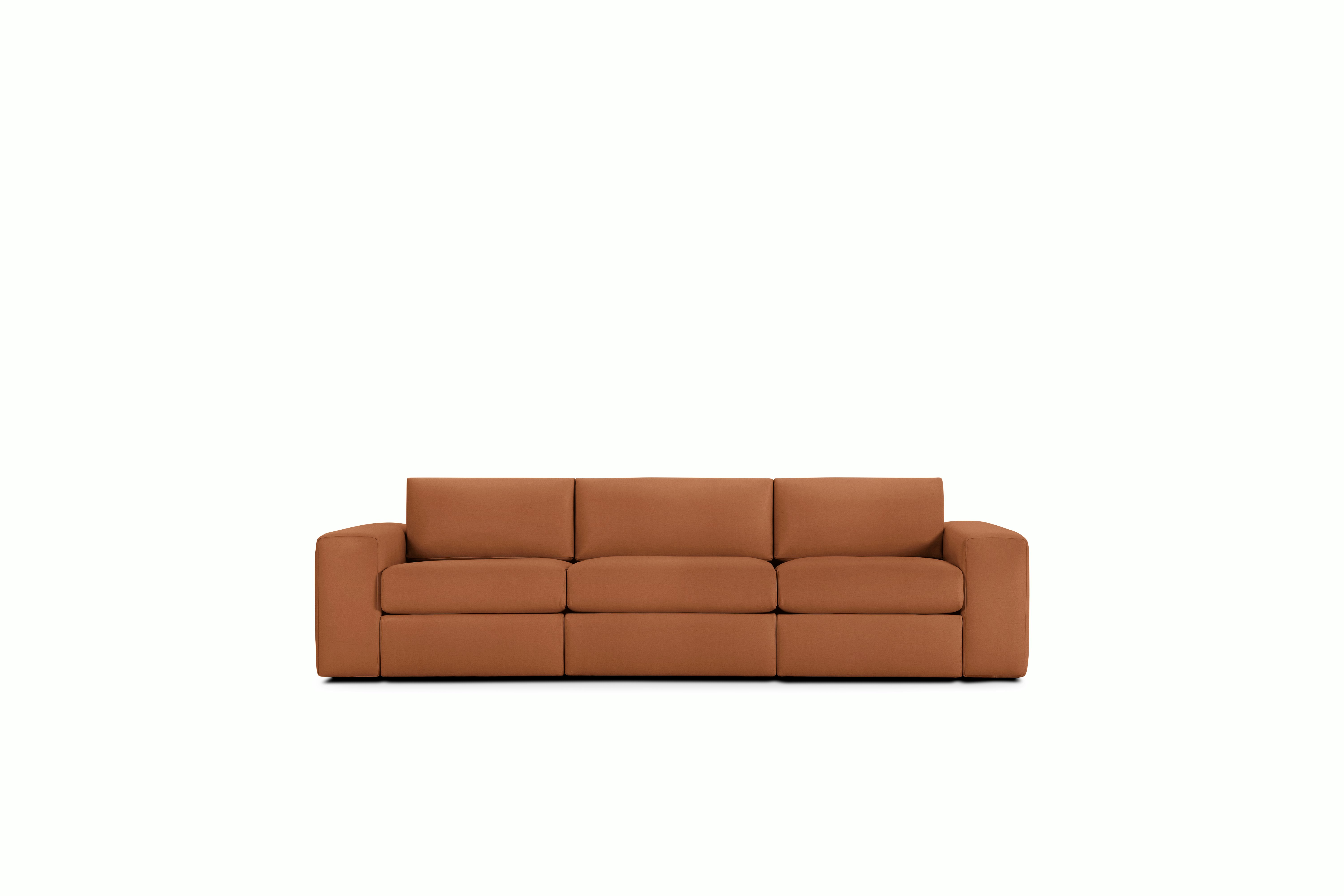 A Irvin Sofa in Clay Viewed from the front.
