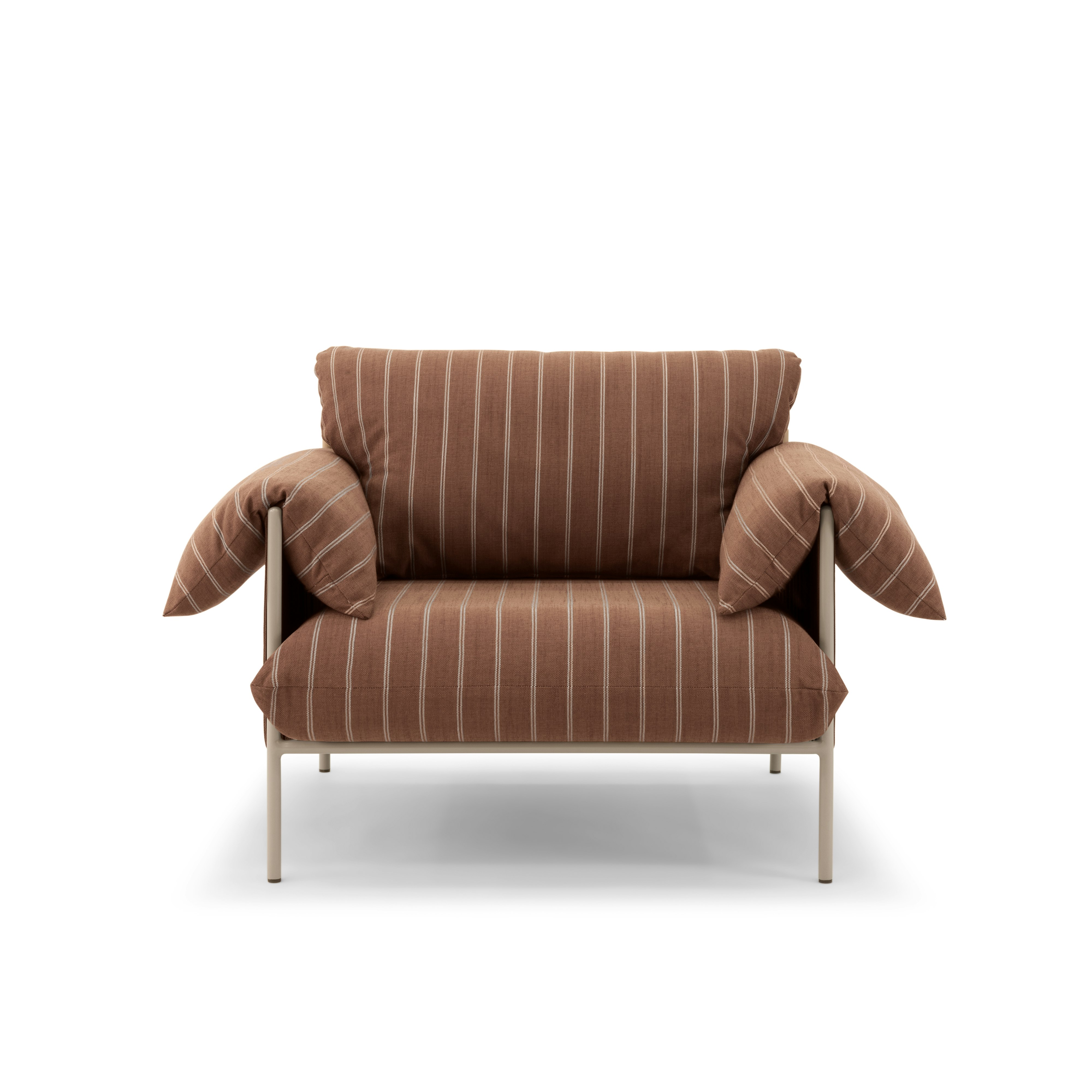 An Alva Outdoor Lounge Chair in Terrarossa viewed from the front