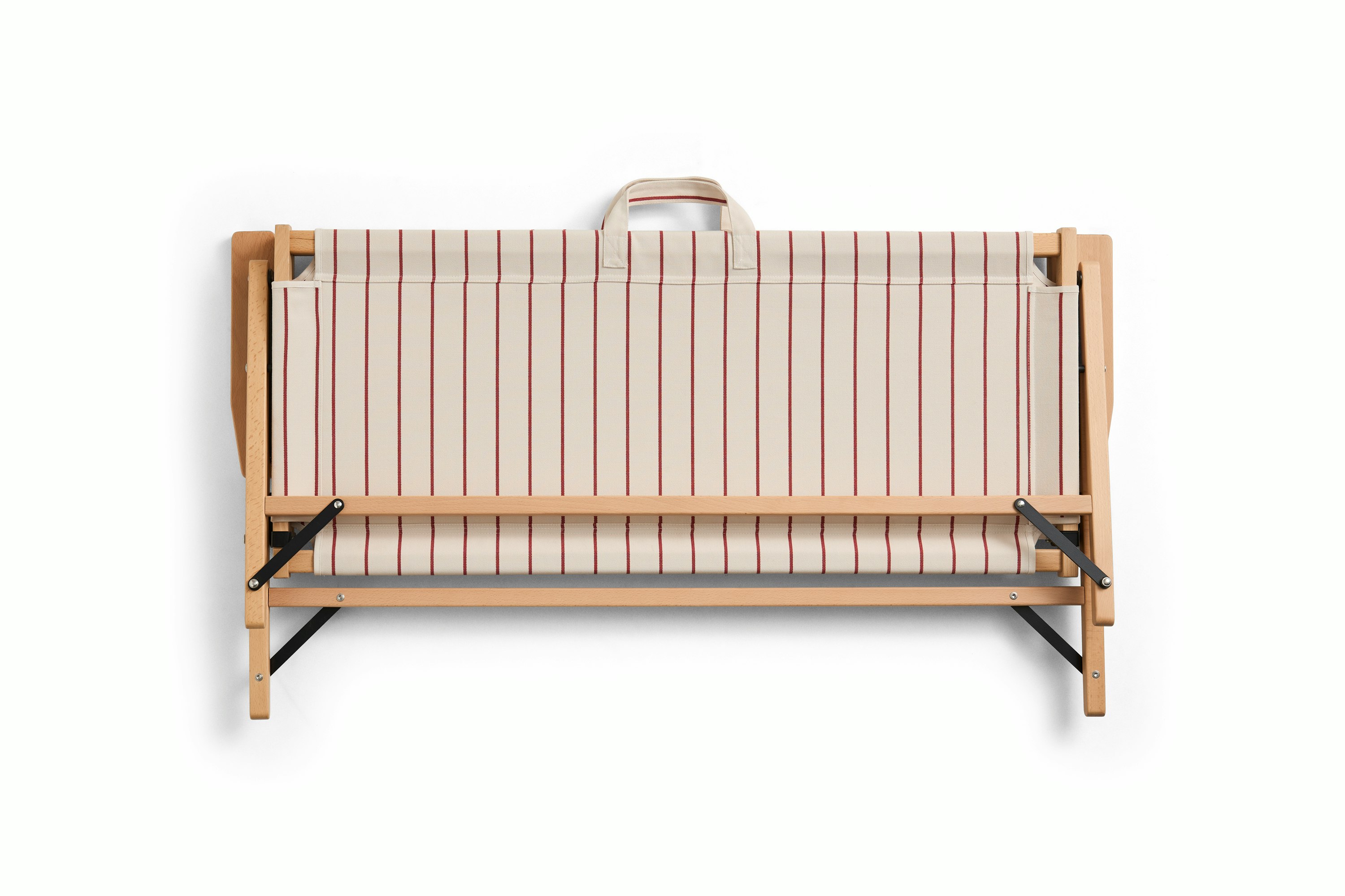 Outdoor Market Folding Sofa - Beige With Red Stripe