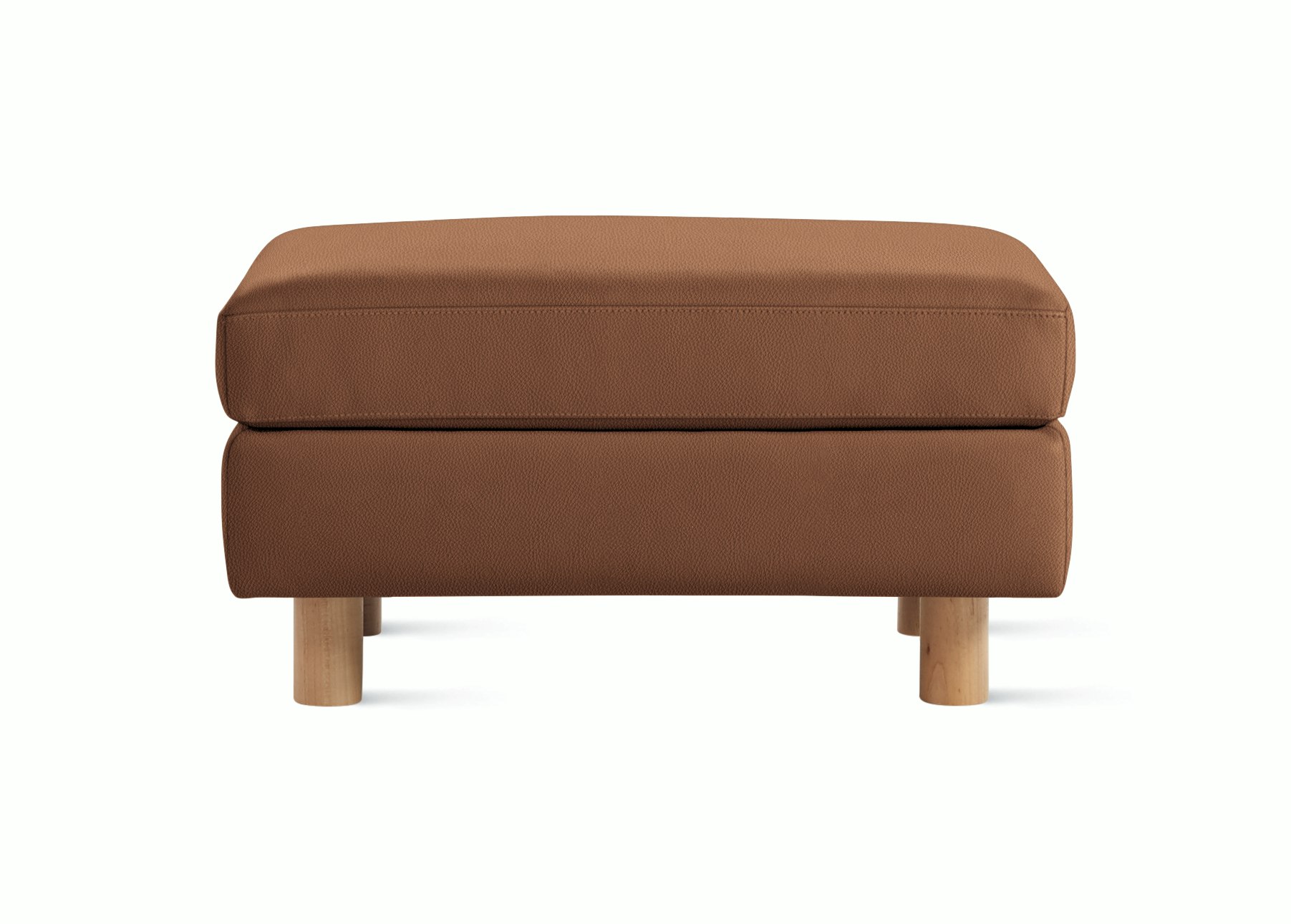 Lispenard Ottoman in warm brown ledge leather in 4" legs.