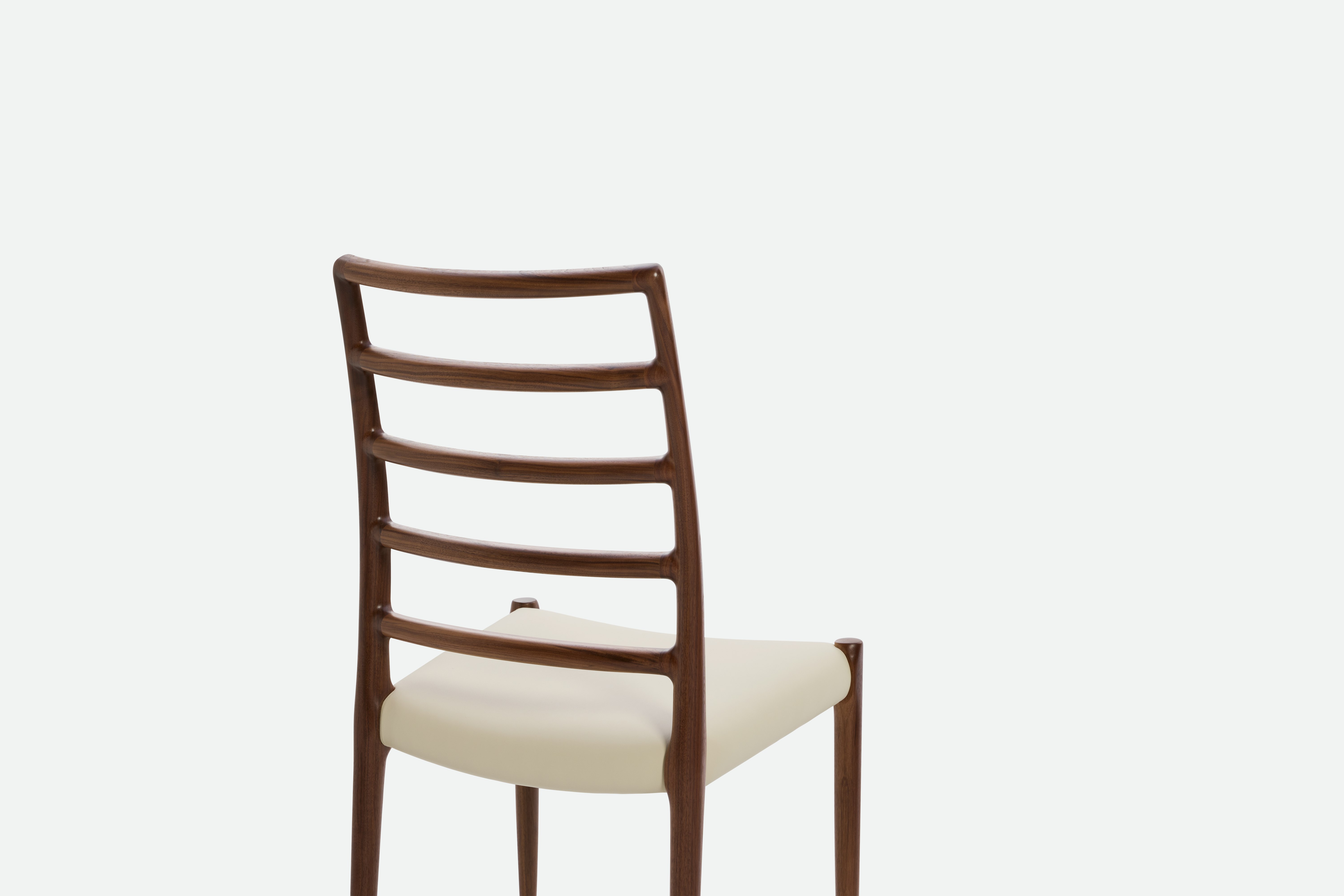 Moller 82 Side Chair - walnut,  ivory leather
