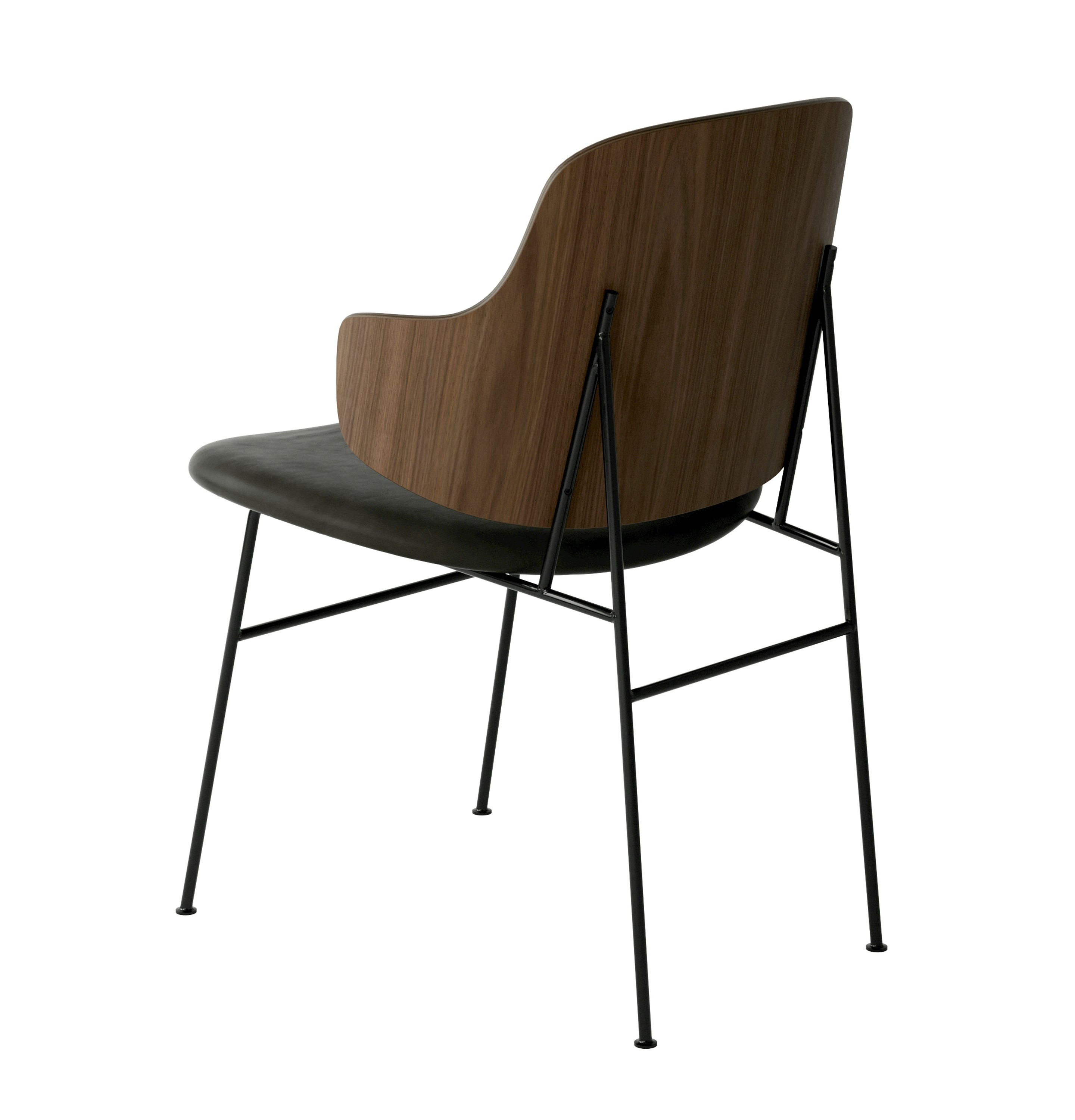 Penguin Dining Chair - Upholstered, Dakar Black, Walnut