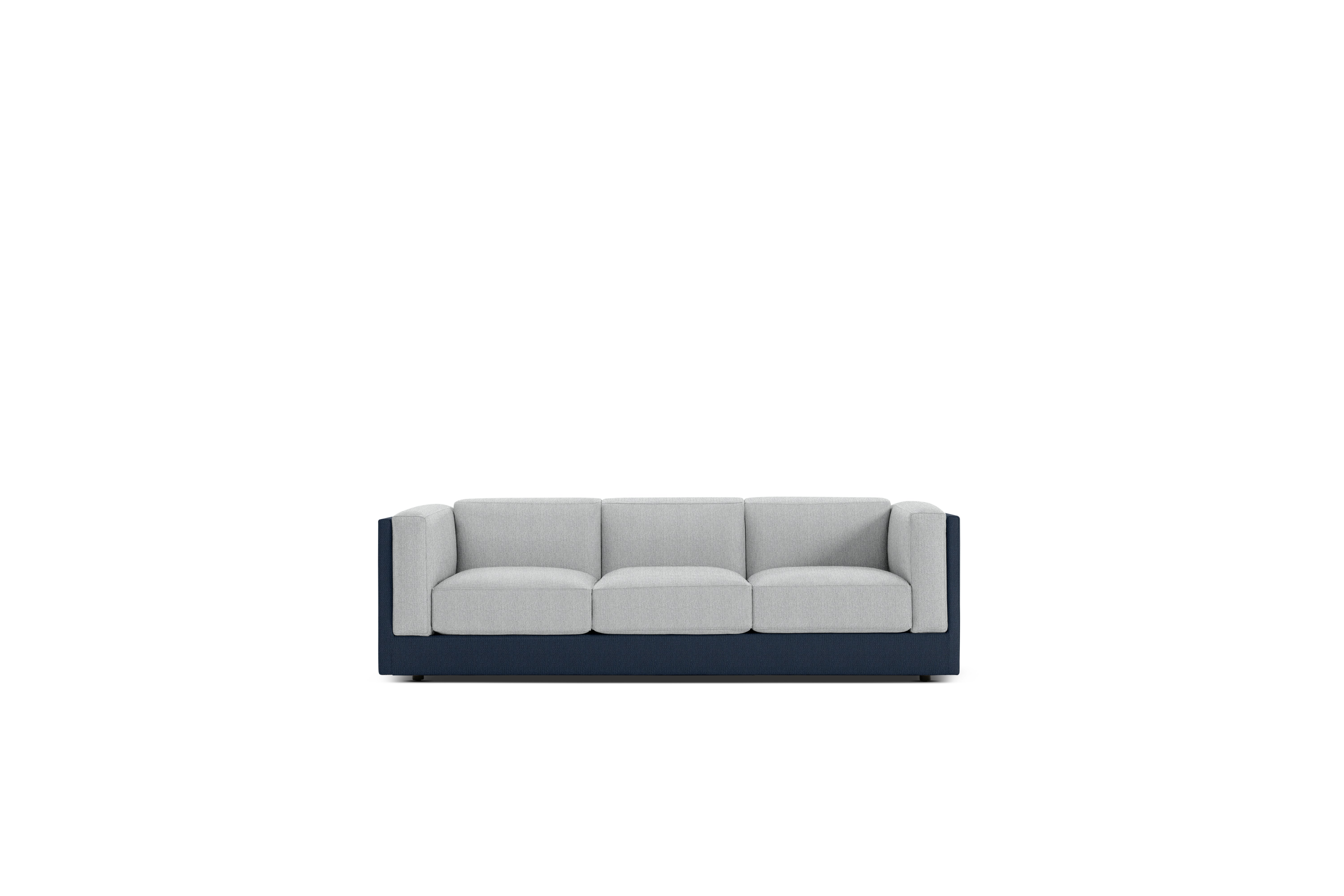 Symme Sofa - Three Seater,  Fabric Frame,  Pebble Weave,  Lapis,  Pebble Weave,  Fog