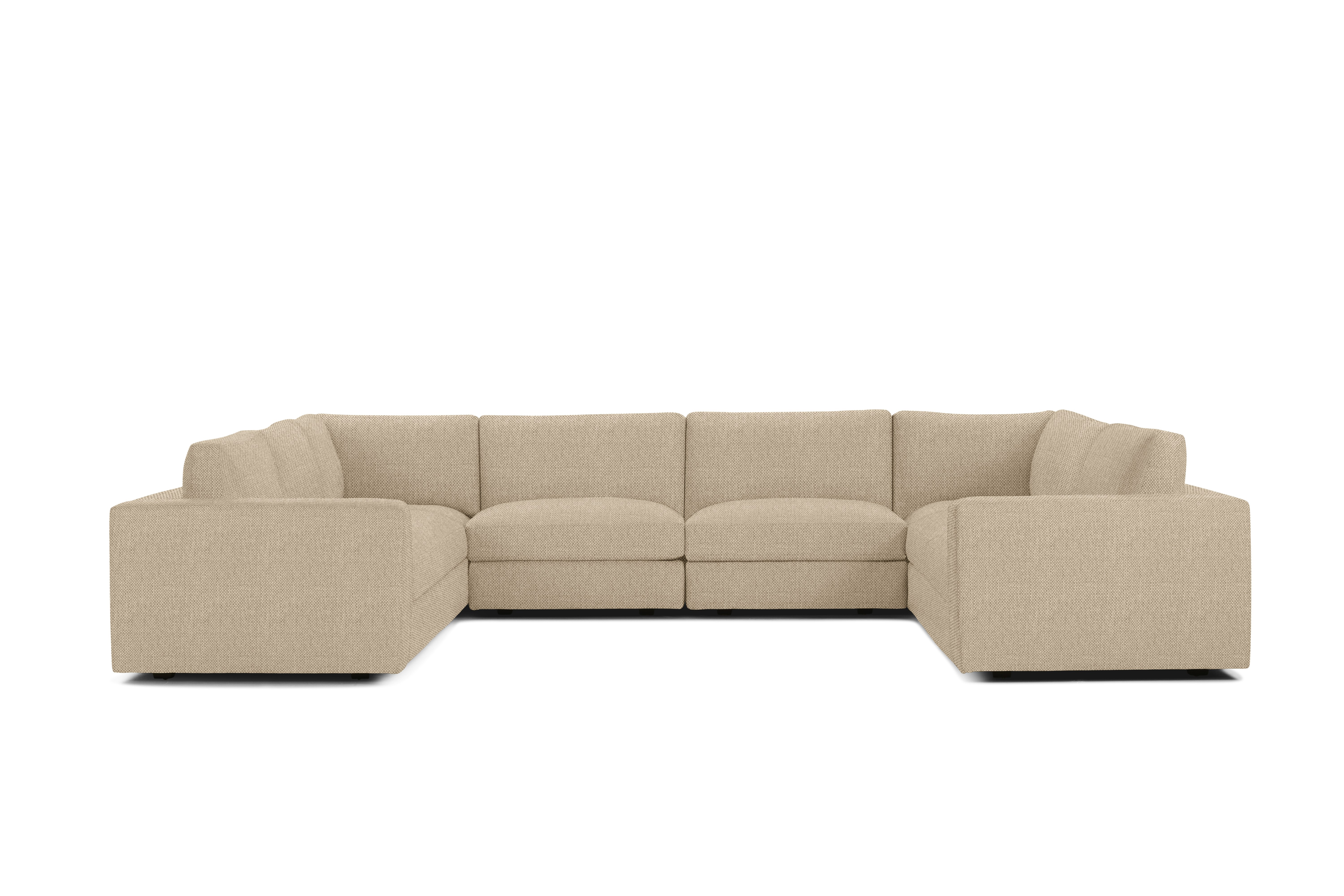 A Reid Corner Sectional in Basket viewed from the front.