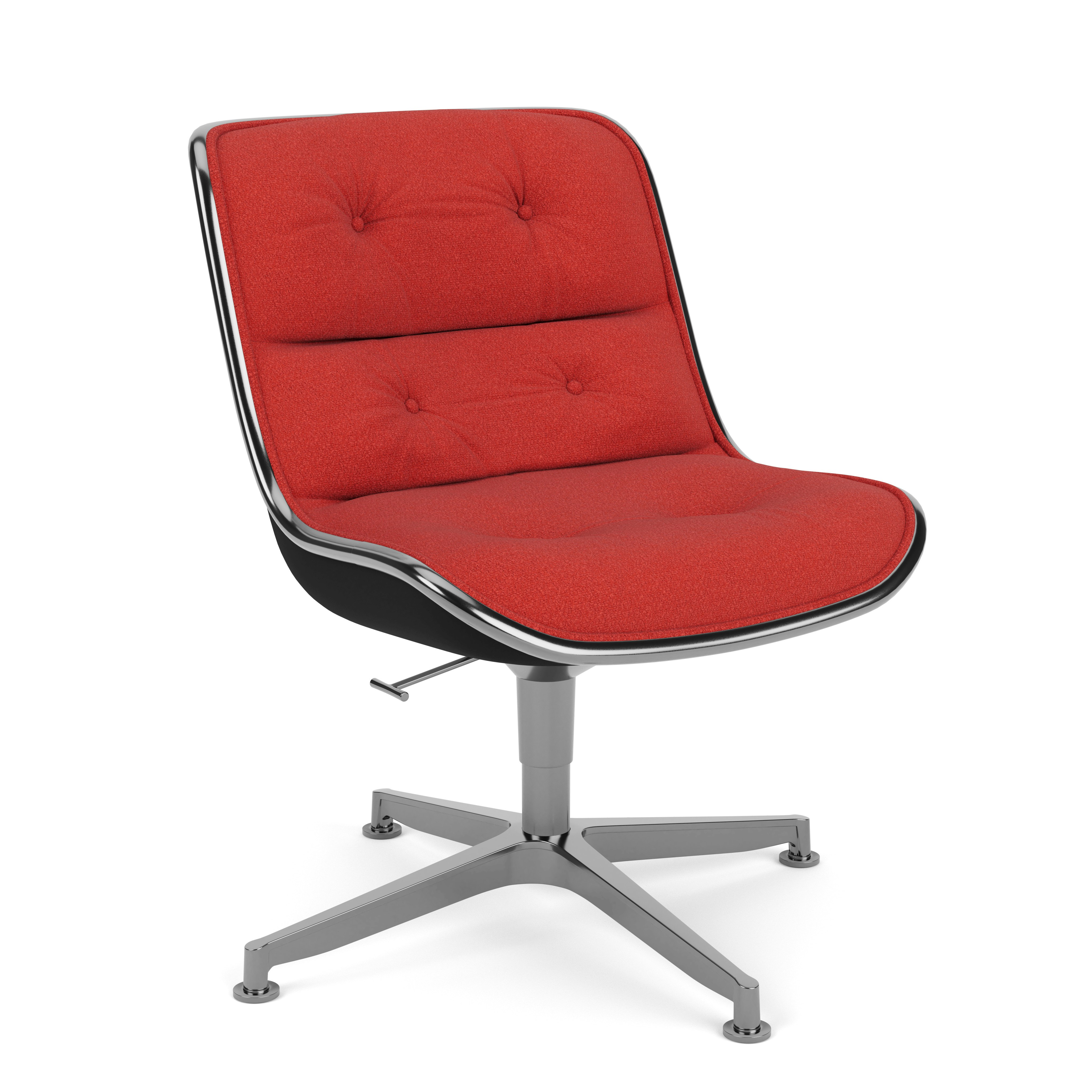 Pollock Executive Side Chair - 4 Star, Polished Aluminum, Classic Boucle, Fiery