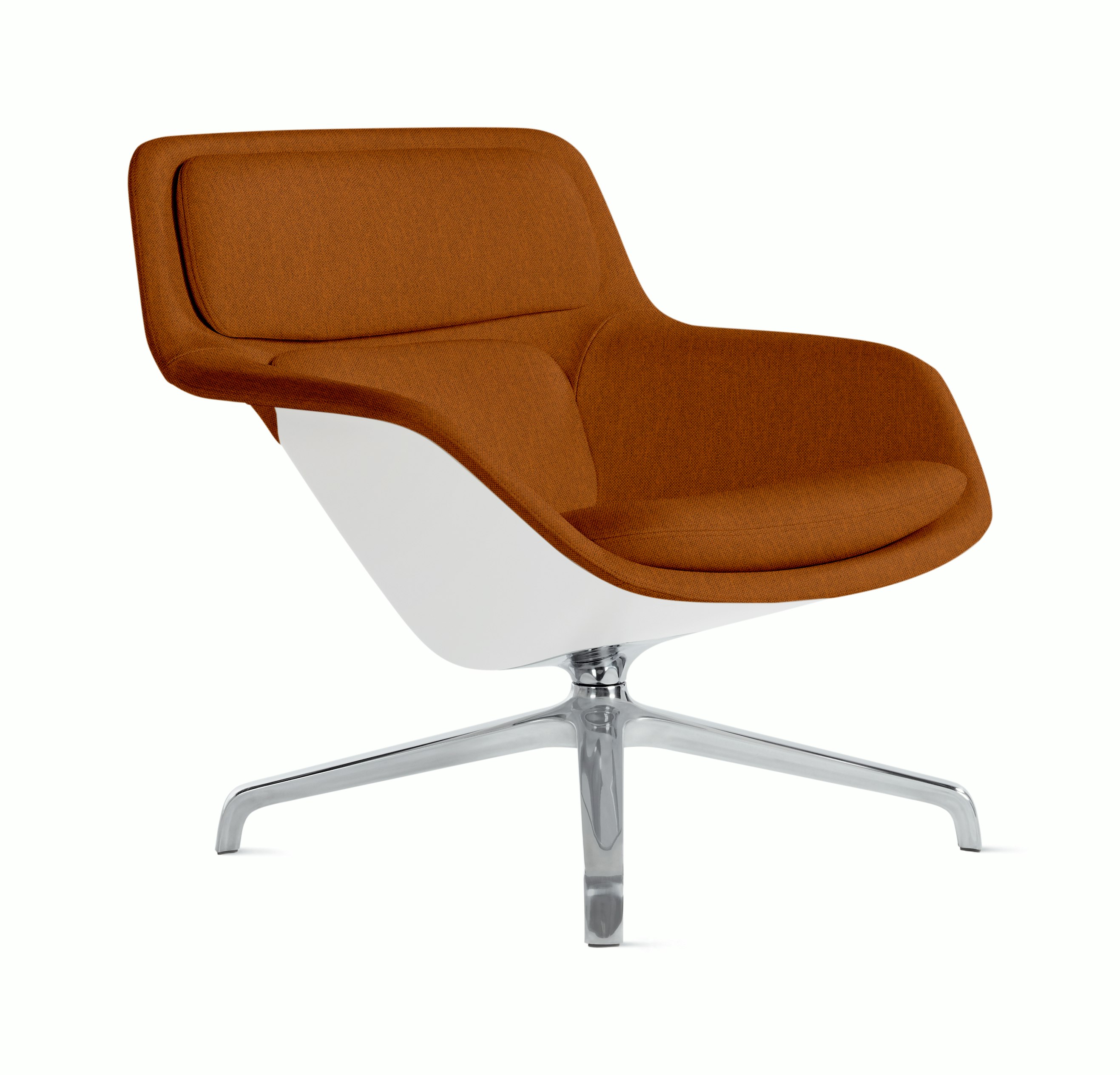 Striad Lounge Chair - Low Back,  Mode,  Rust,  White,  4-Star Swivel,  Polished Aluminum