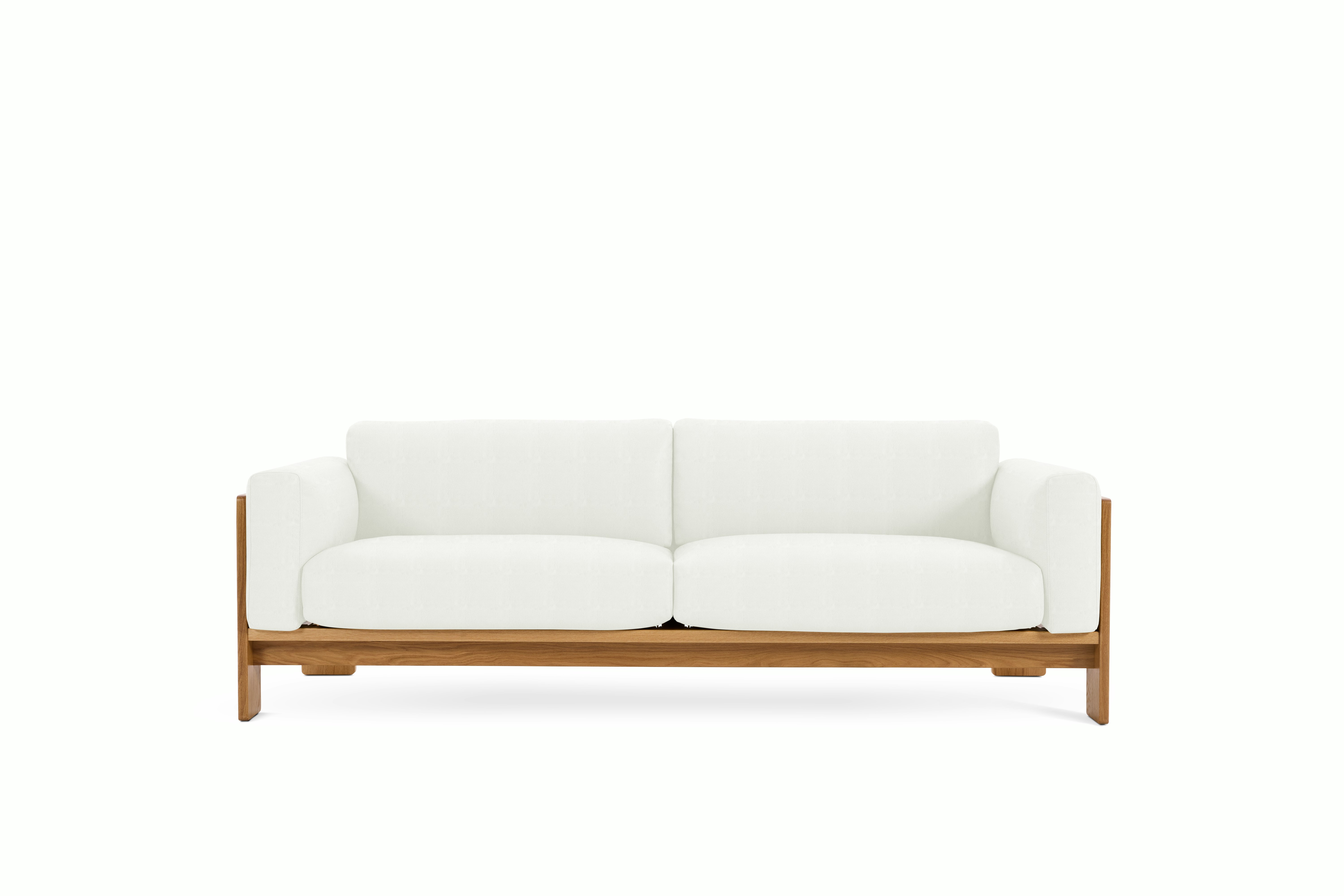 Bastiano Sofa - Volo Leather,  White,  Oak