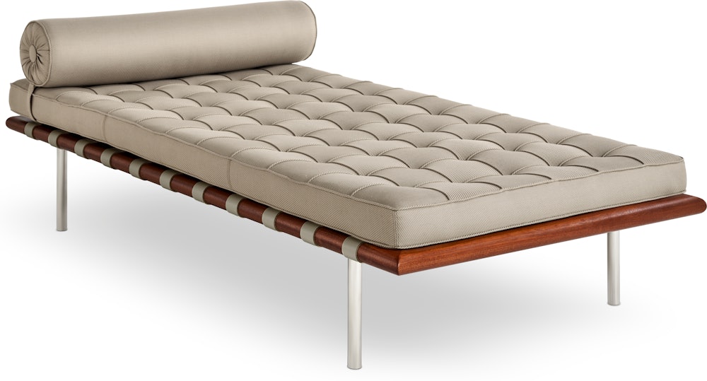 Barcelona Couch in Fancy Twill,  Putty,  Polished Chrome