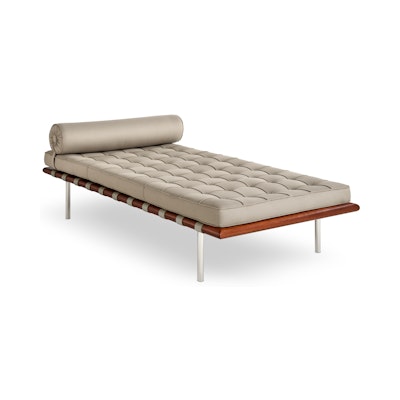 Barcelona Couch in Fancy Twill,  Putty,  Polished Chrome Barcelona Couch in Fancy Twill,  Putty,  Polished Chrome