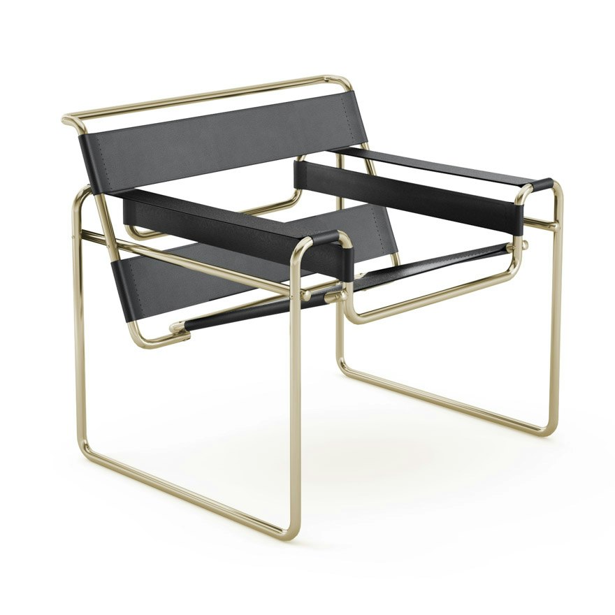 Wassily Chair - Belting Leather, Black, Gold