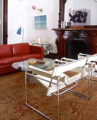 Wassily Chairs with white leather straps residential installation