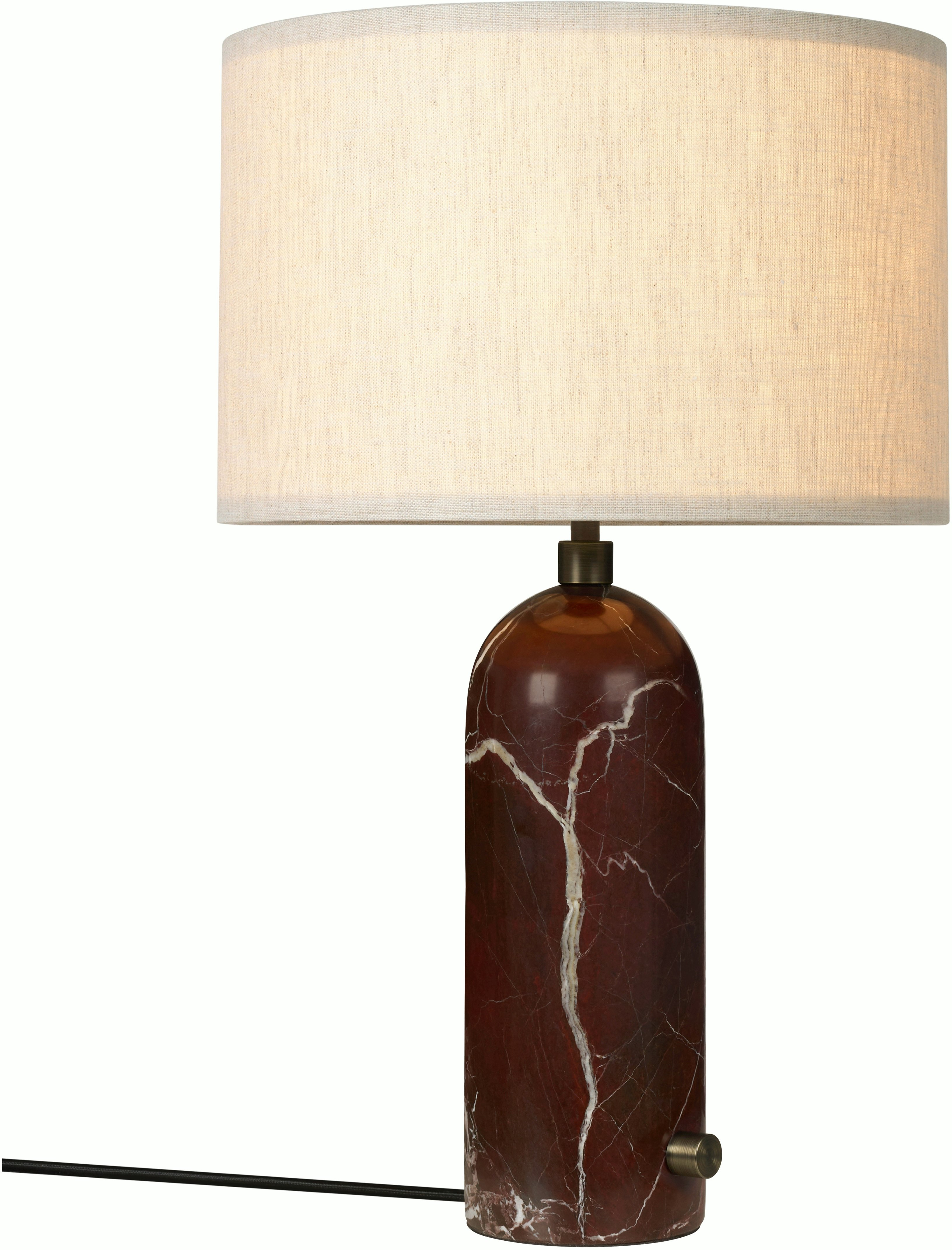 A Gravity Table Lamp in Canvas, Marron viewed from the front.