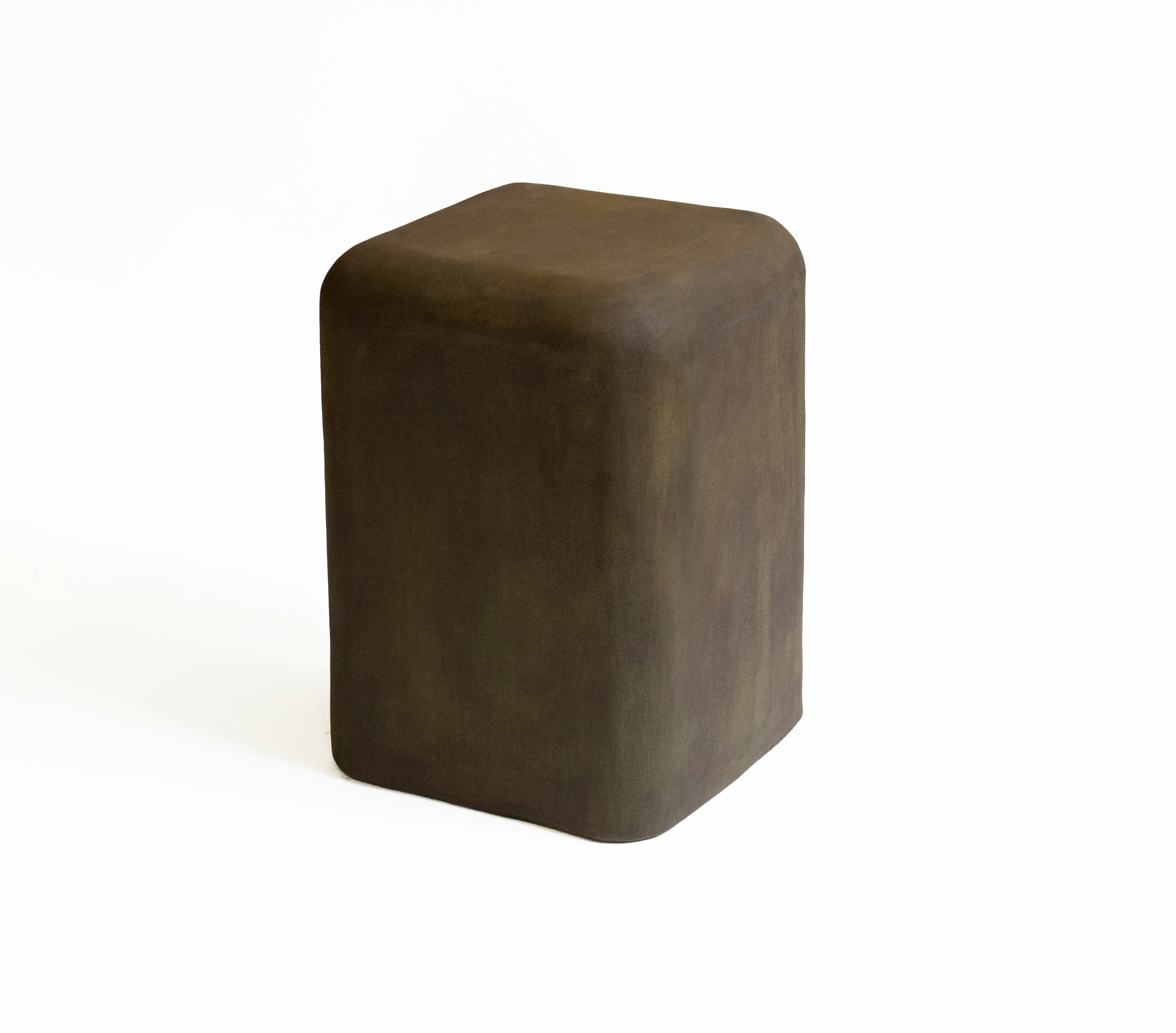 Flan Side Table - Pasta Gr&eacute;s Chamotada,Bronzed