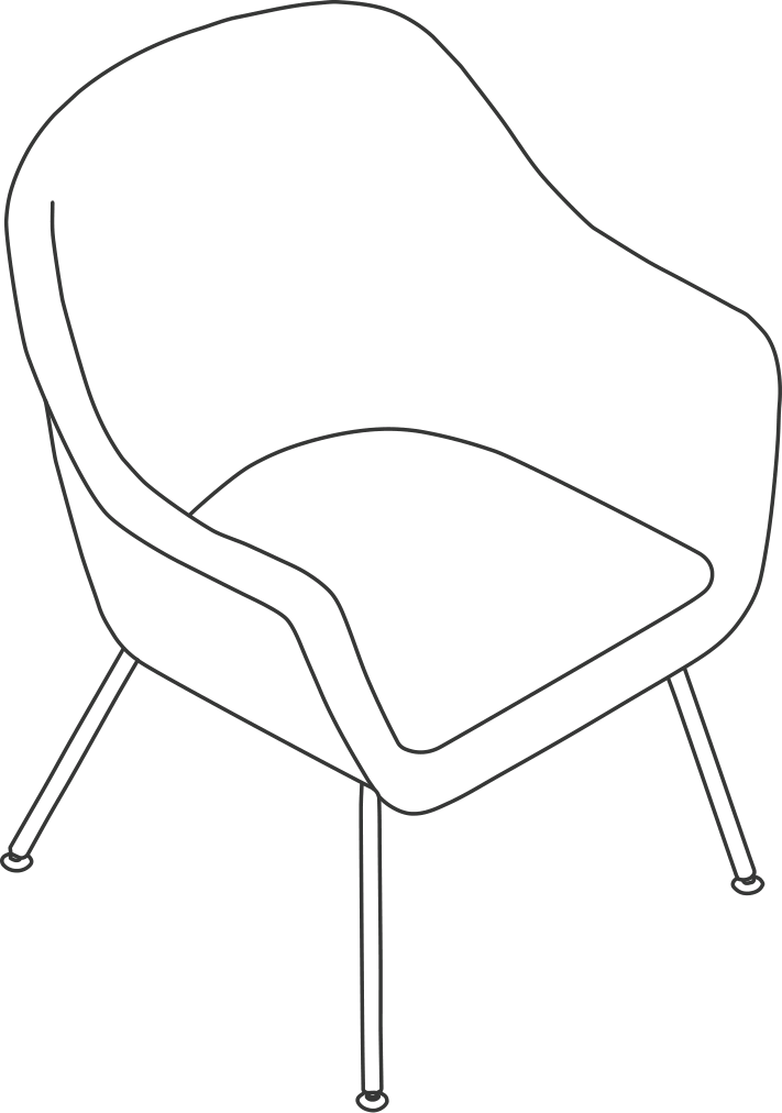 A line drawing - Bumper Armchair | 4-Leg Base