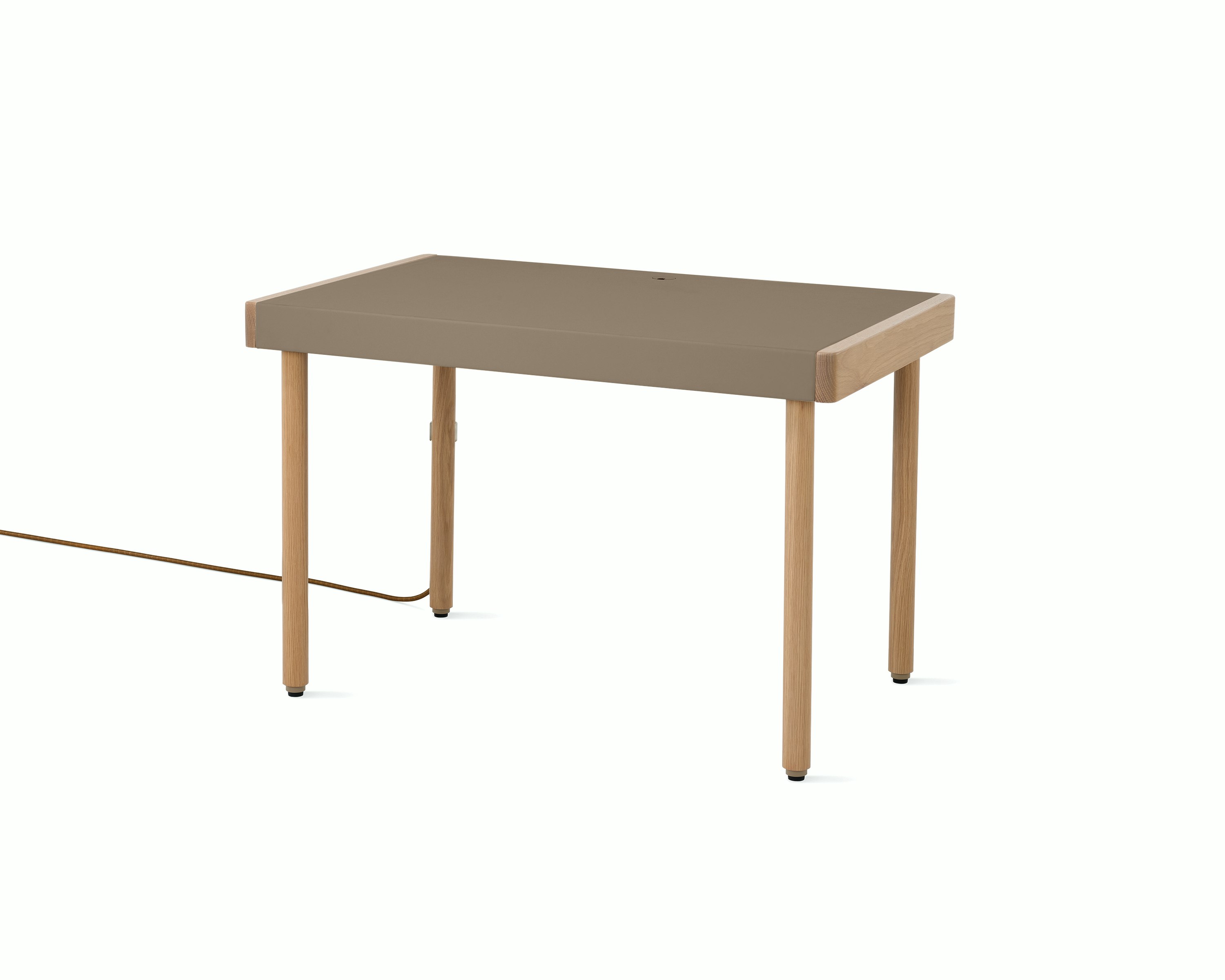 Leatherwrap Standing Desk - No Storage,  Oak,  Pumice Leather