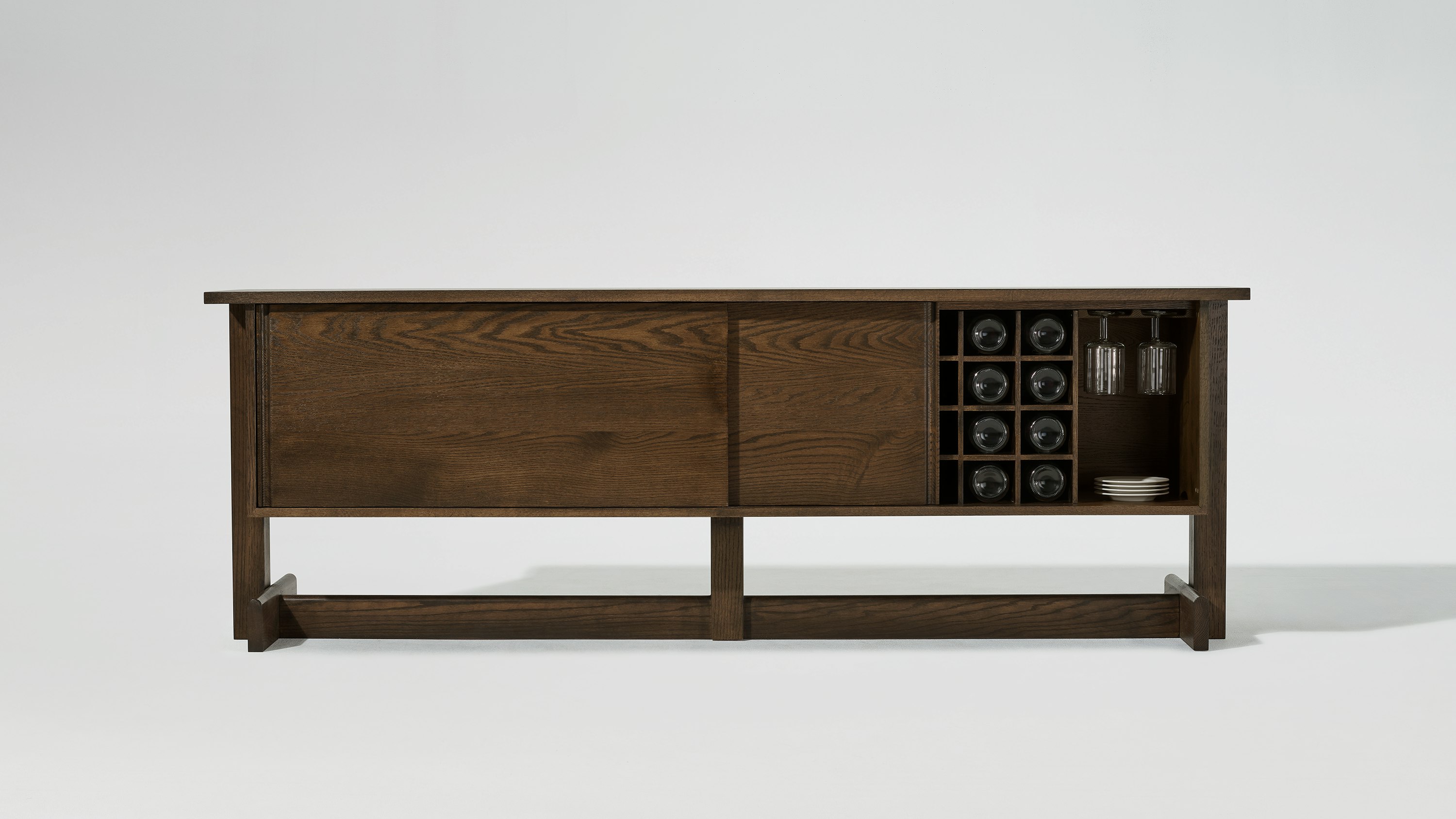 Land Table, Umber on oak, 75 in