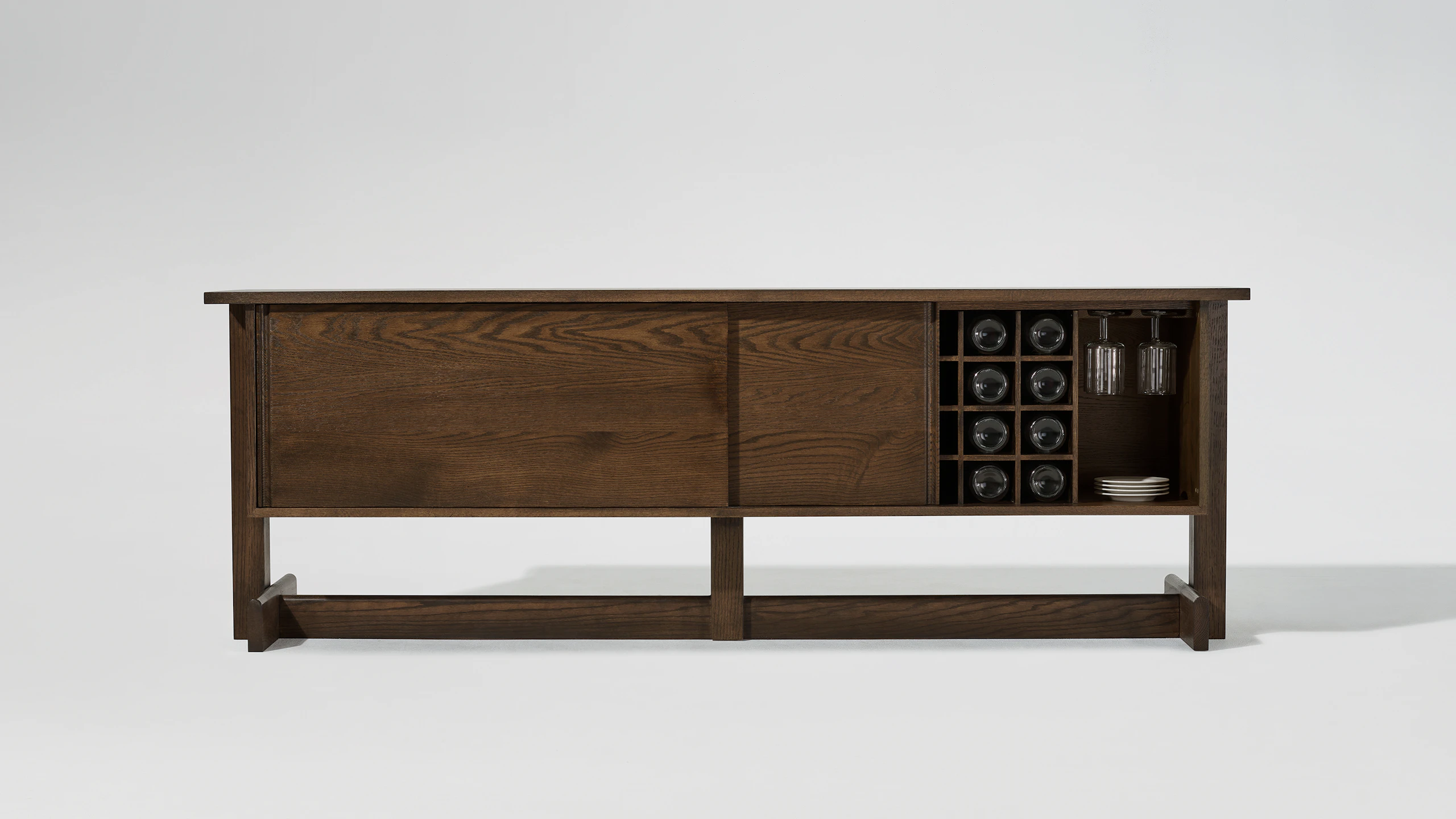 Land Table, Umber on oak, 75 in