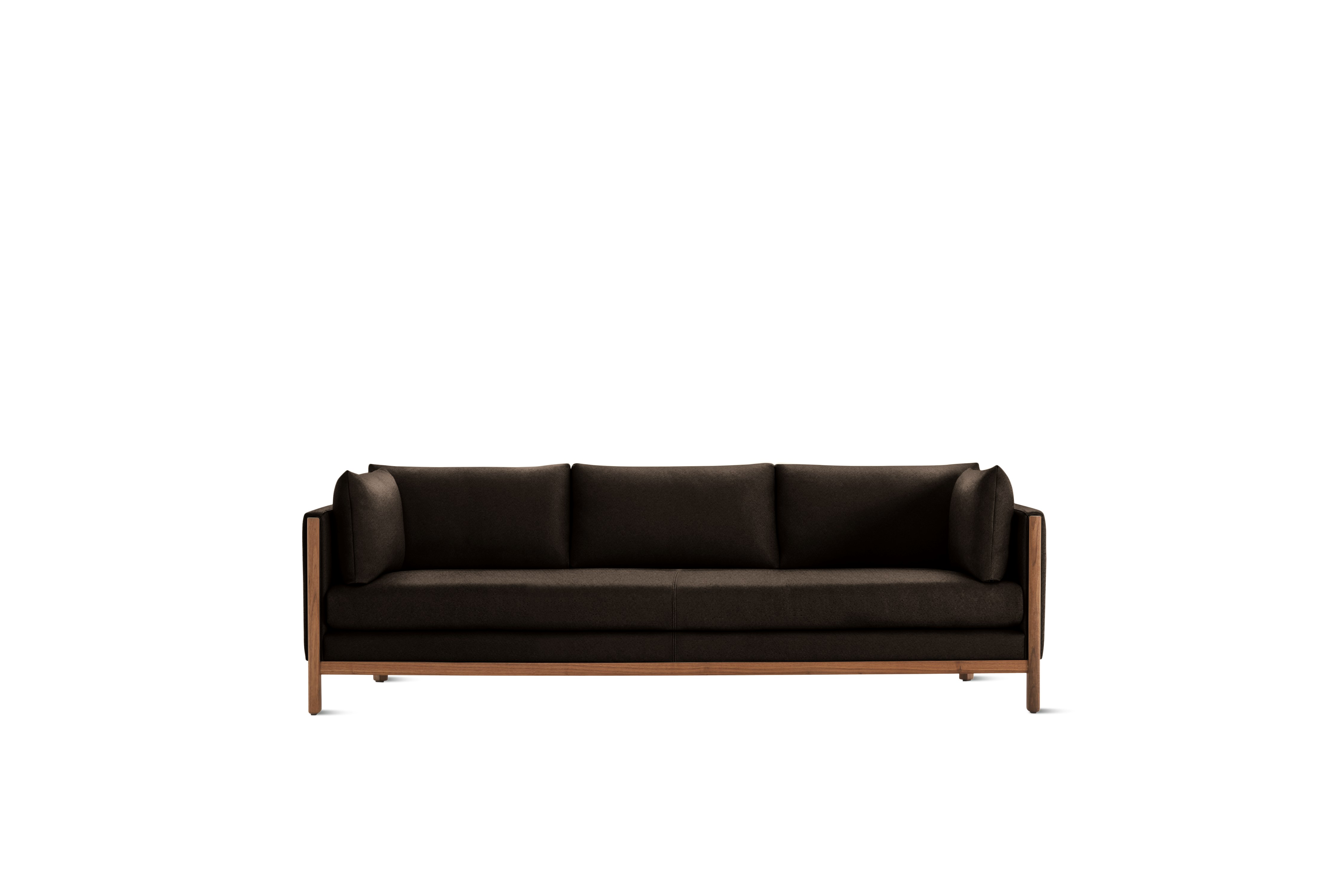 Emmy Sofa, 92 In, Crypton Sintra Velvet, Mink, Walnut